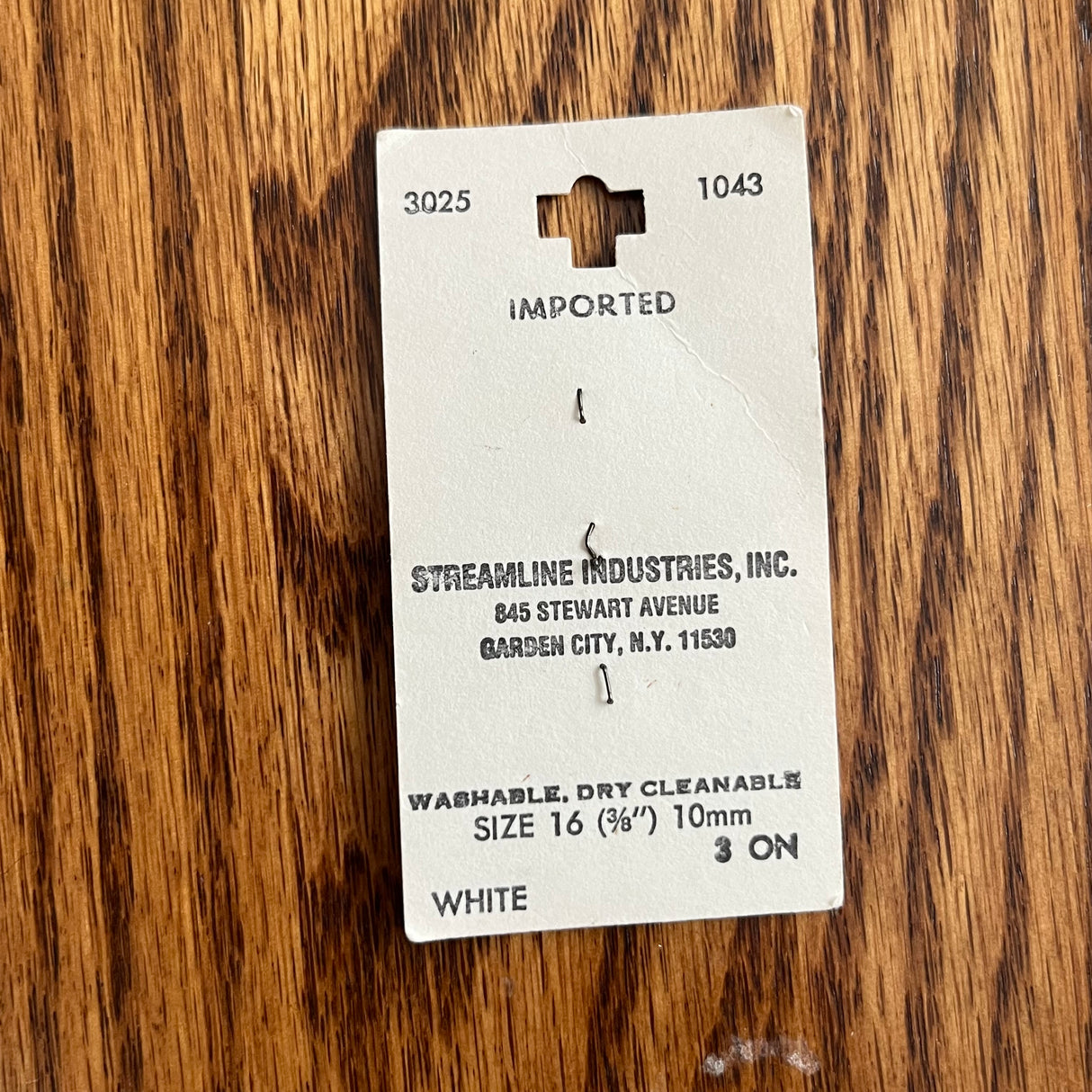 1980’s Streamline White Carved Plastic Buttons - Set of 3 - 3/8" - on card