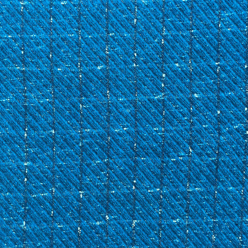 1970's Blue and White speckled Plaid Fabric- BTY