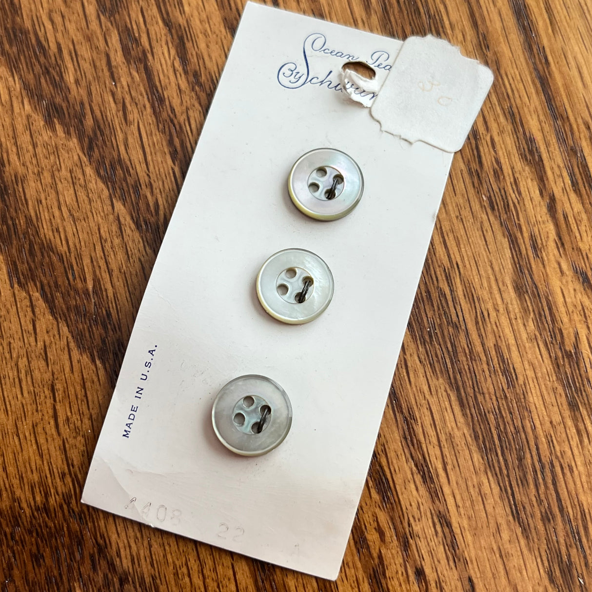 1960’s Buttons by Schwanda Mother of Pearl Buttons - Opalescent - Set of 3 - 5/8" - on card