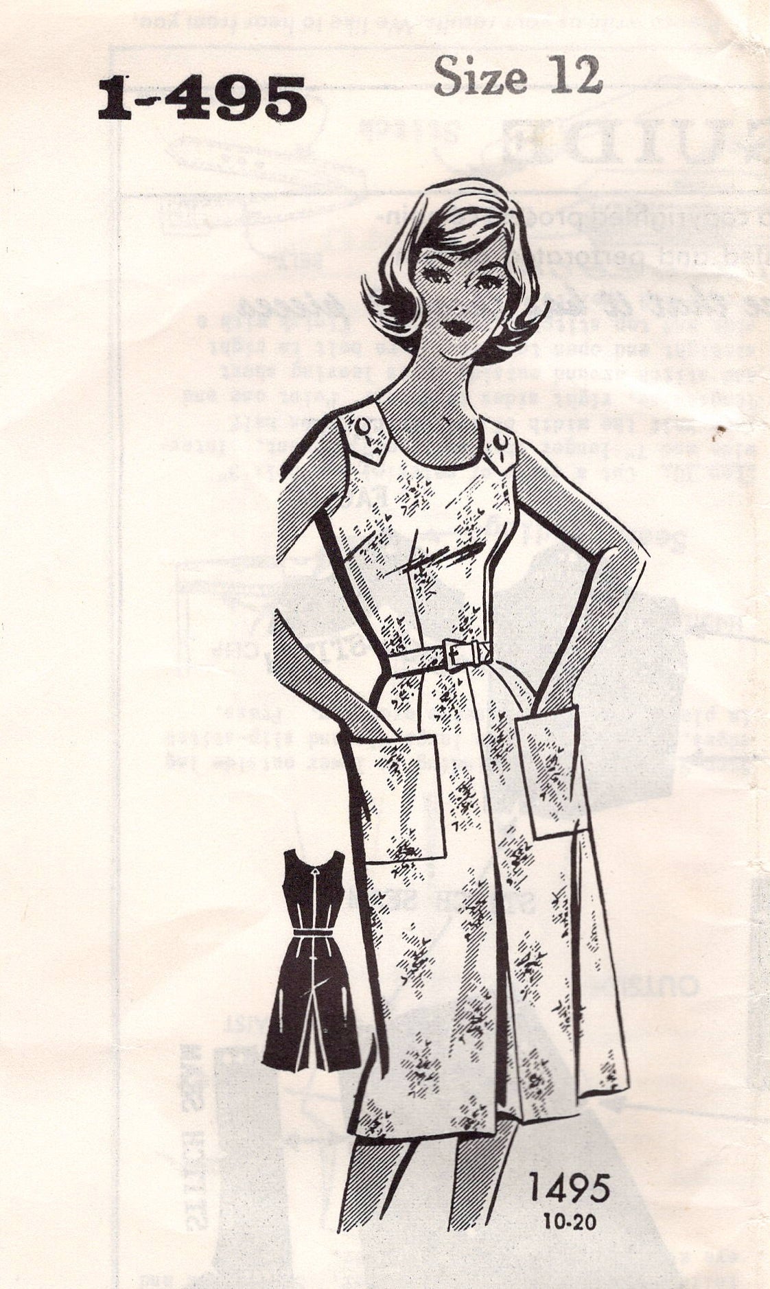 1950's Mail Order Culotte Romper with Button Detail - Bust 32" - No. 1-495