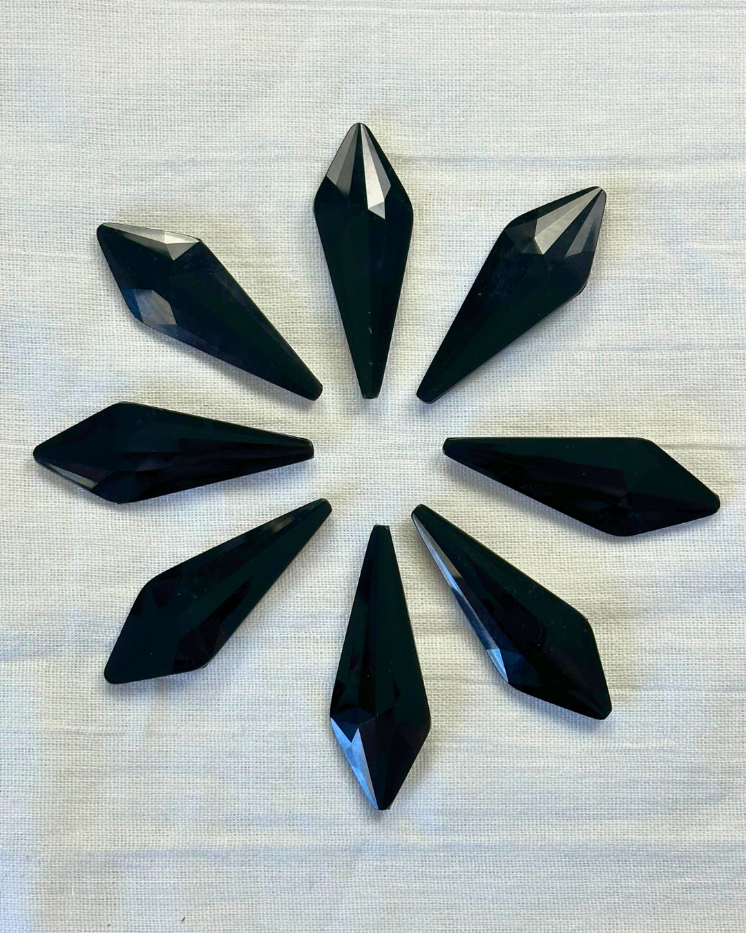 1980’s Large Glass Faceted Gems - Sew On - Set of 2