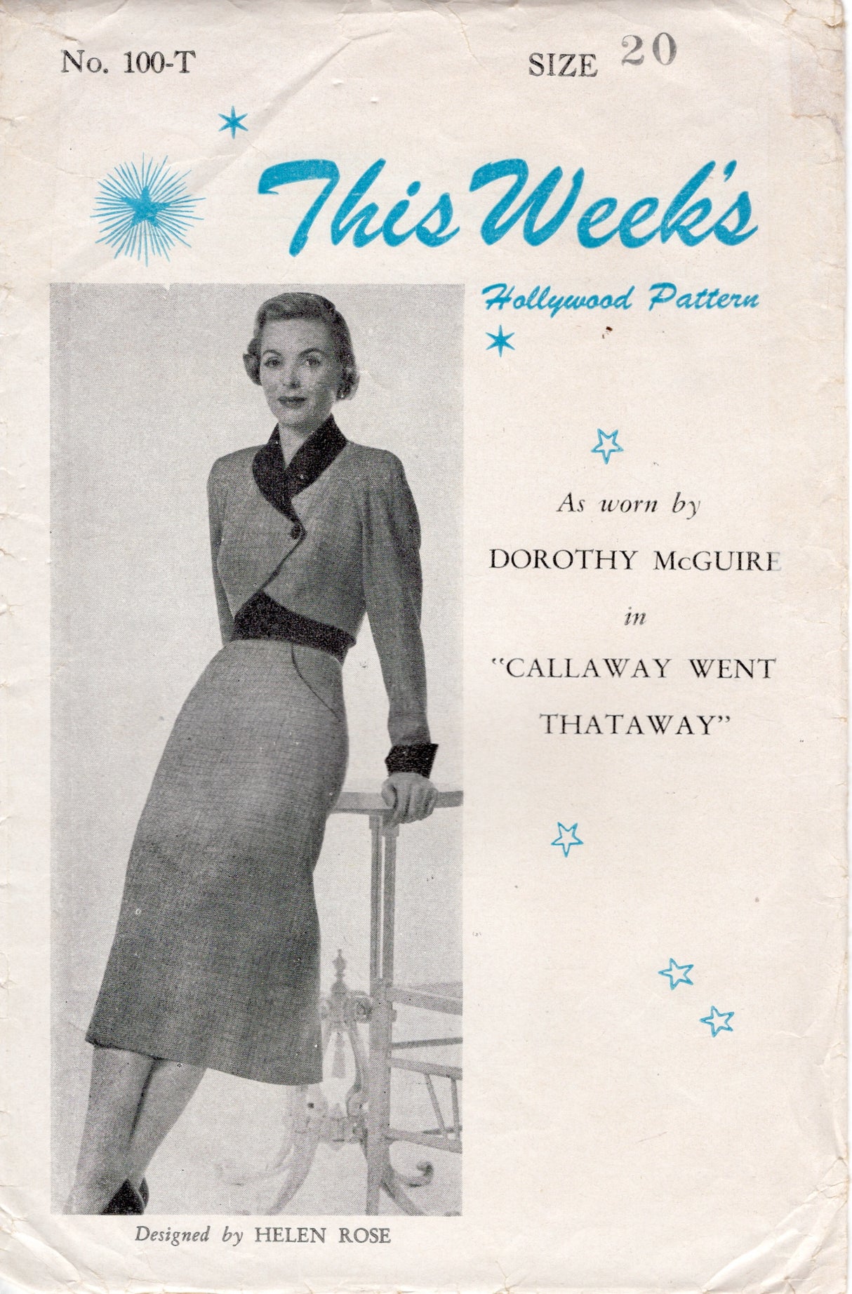 1950's Star Bolero Jacket, Overblouse Pattern - Bust 38" - No. 100-T