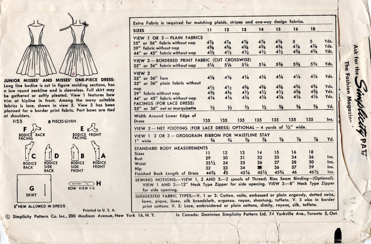 1950's Simplicity Pullover Blouse Pattern - Bust 31" - No. 1088