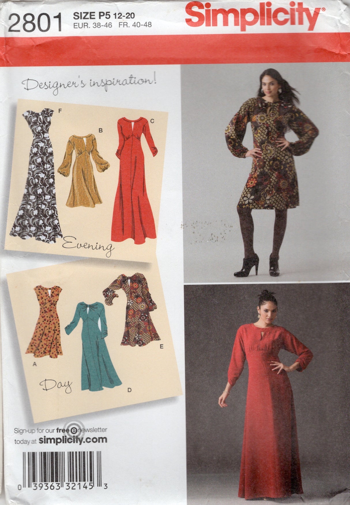 2000's Simplicity Keyhole Dress in Two Lengths Pattern - Bust 34-42" - No. 2801