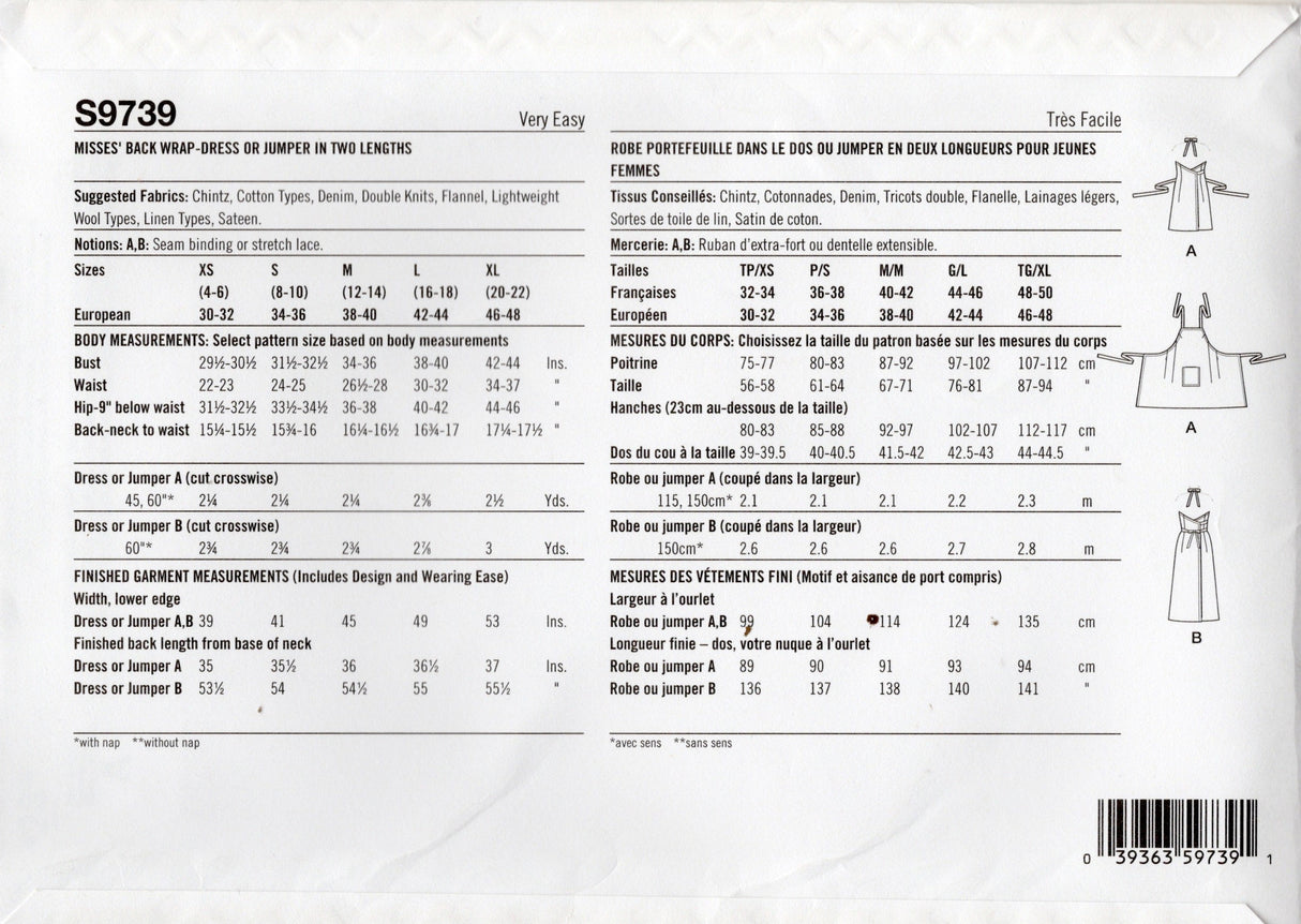 1970's Simplicity REPRODUCTION Jiffy Back Wrap Dress Pattern - Bust 29.5-44" - No. S9739