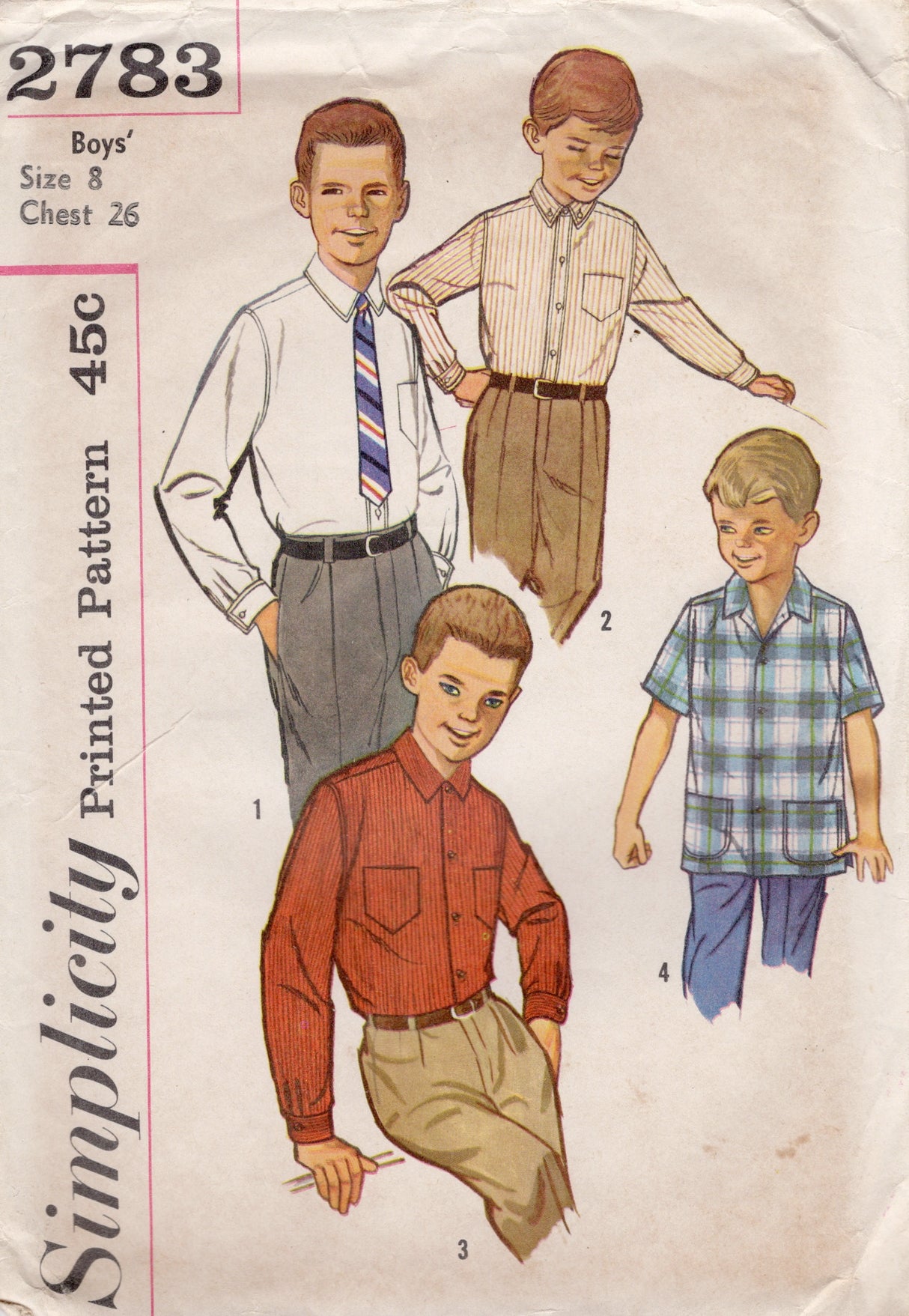 1950's Simplicity Child's Dress or Sports Button Up Shirt - Chest 26" - No. 2783
