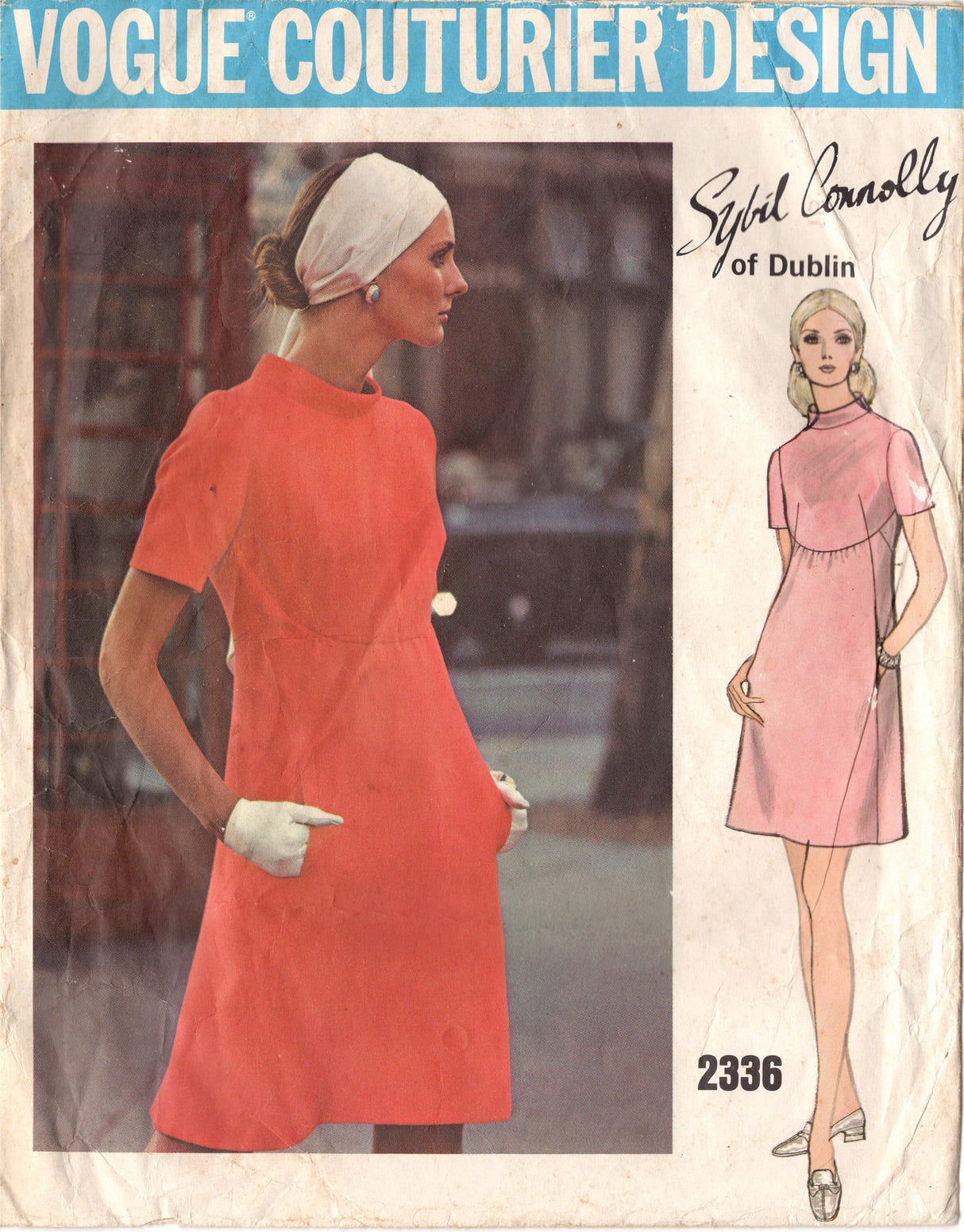 1970's Vogue Couturier Design One Piece A-line Yoked Dress by Sybil Connoly - Bust 40" - No. 2336