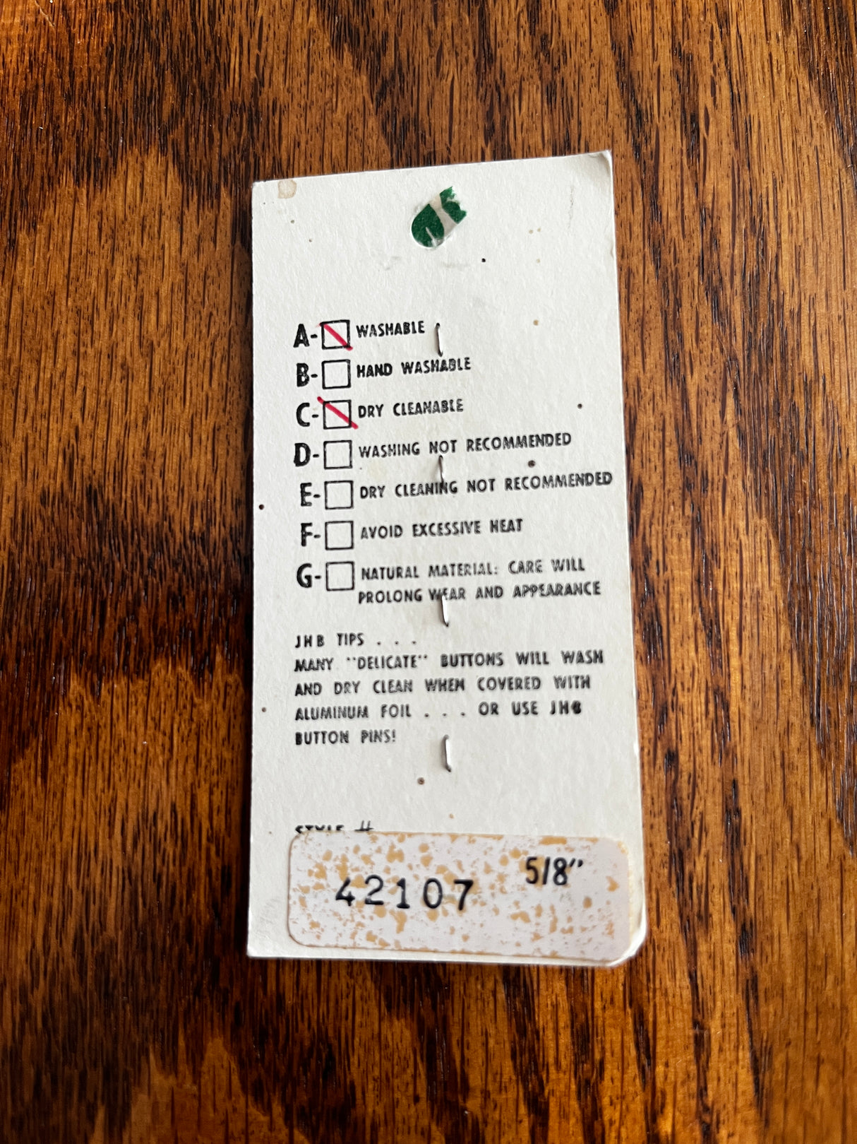 1980’s JHB Imports Dark Green Marbled Plastic Button - Set of 4 - 5/8" - on card