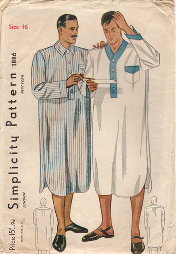 1930's Simplicity Men's Nightshirt - Chest 46