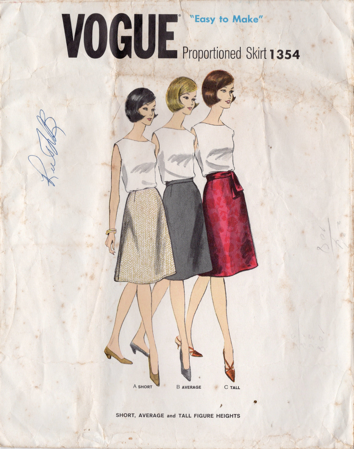 1960's Vogue Proportioned A-line Skirt - Waist 25" - No. 1354