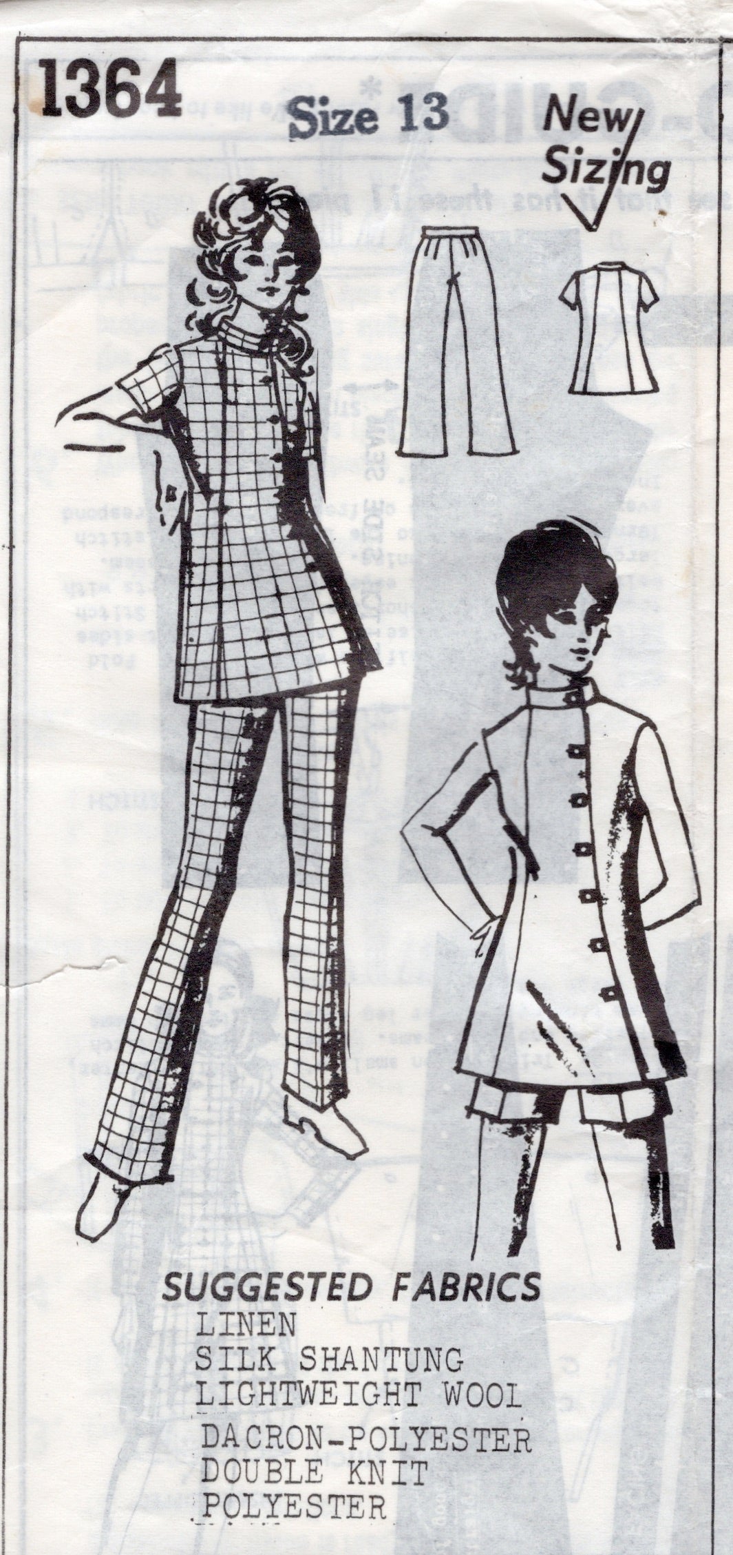 1970's Mail Order Coat Dress and Pants Pattern - Bust 35" - No. 1364