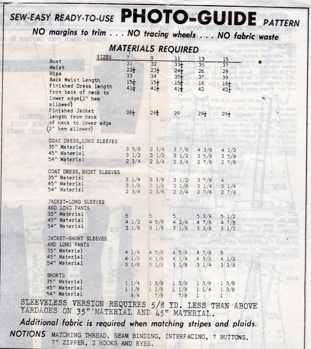 1970's Mail Order Coat Dress and Pants Pattern - Bust 35" - No. 1364