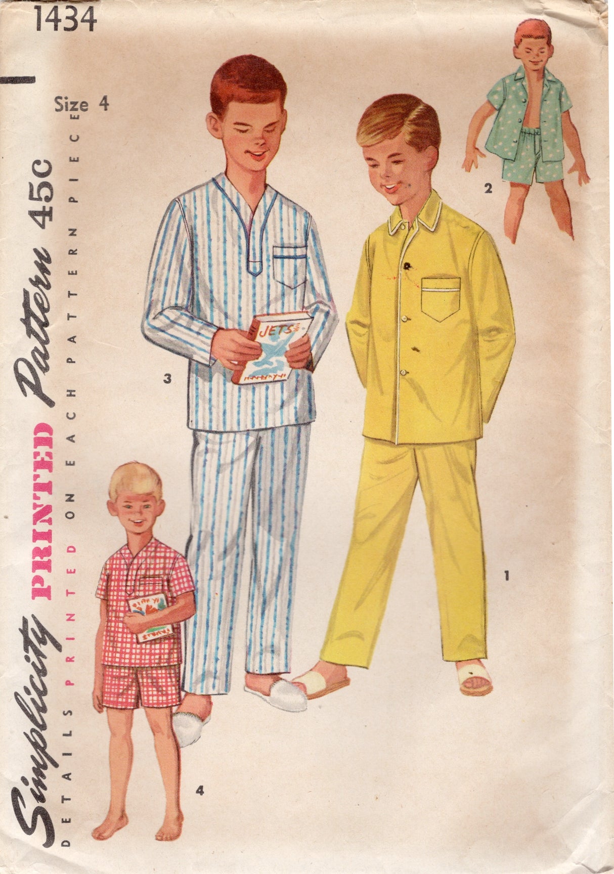 1950's Simplicity Child's Two Piece Pajama Pattern - Chest 23" - No. 1434