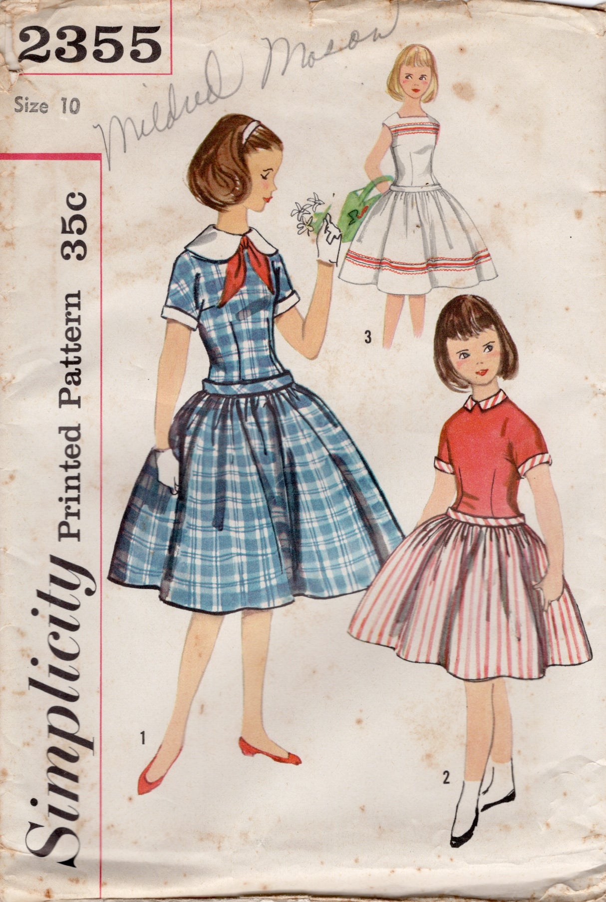 1950's Simplcity Child's Drop Waist Dress Pattern - Chest 28" - No. 2355