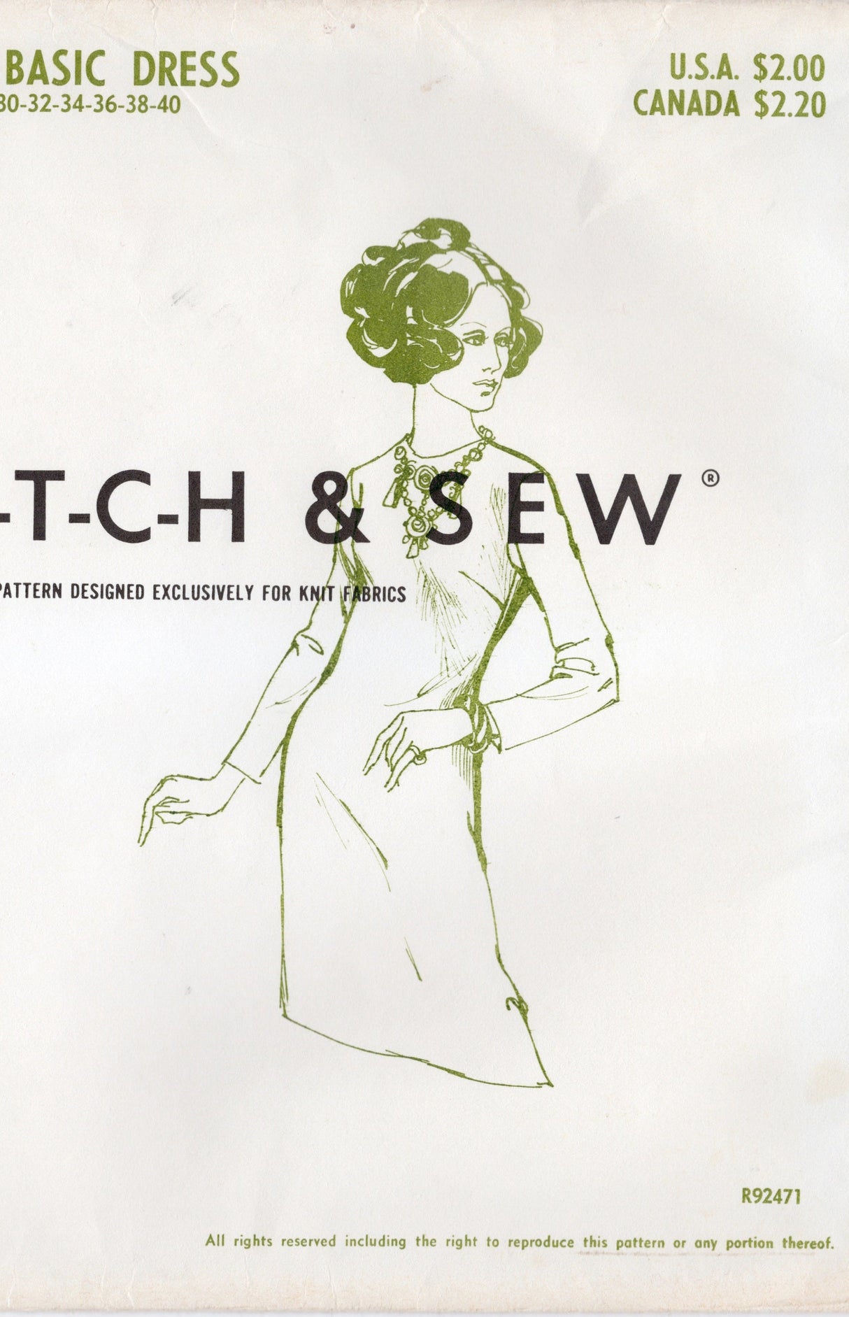 1960's Stretch & Sew A-line Dress Pattern – Bust 30-40" - No. 1500
