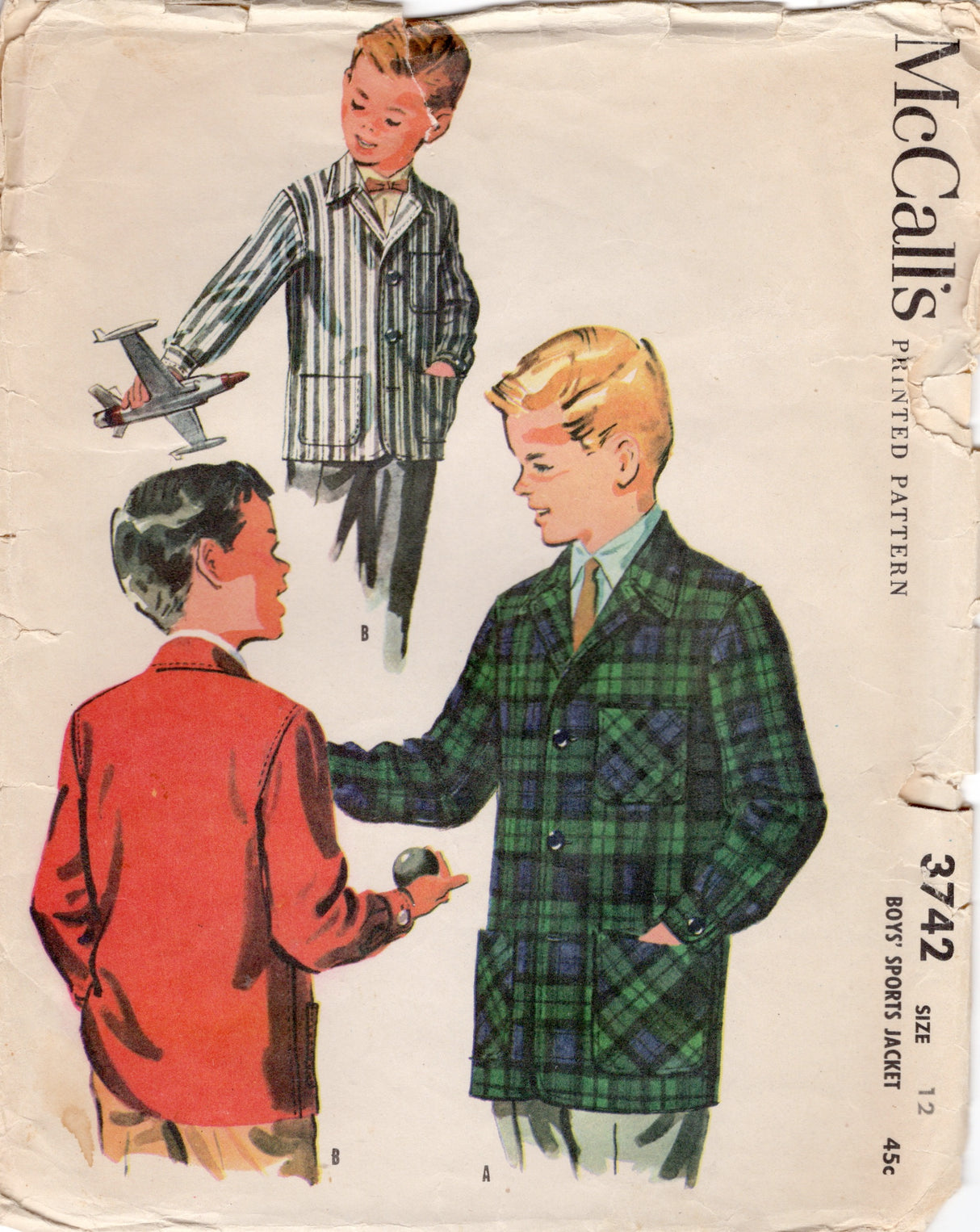 1950's McCall’s Child’s Sports Jacket pattern - Chest 30" - No. 3742