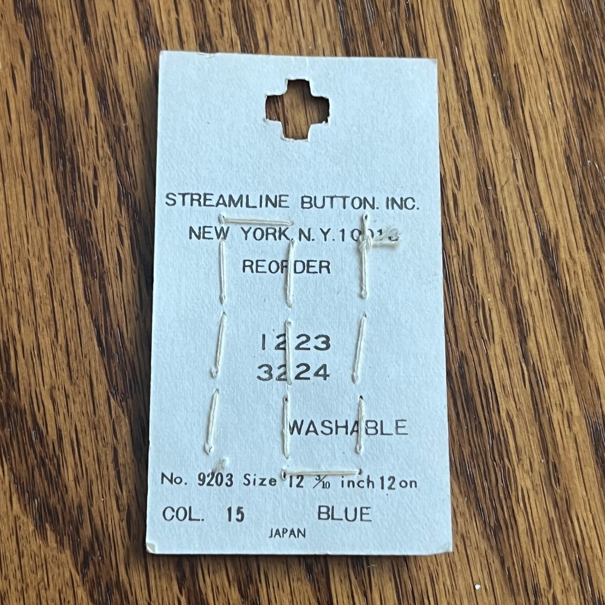 1970’s Streamline Plastic Buttons - Light Blue - Set of 12 - 3/10” - on card