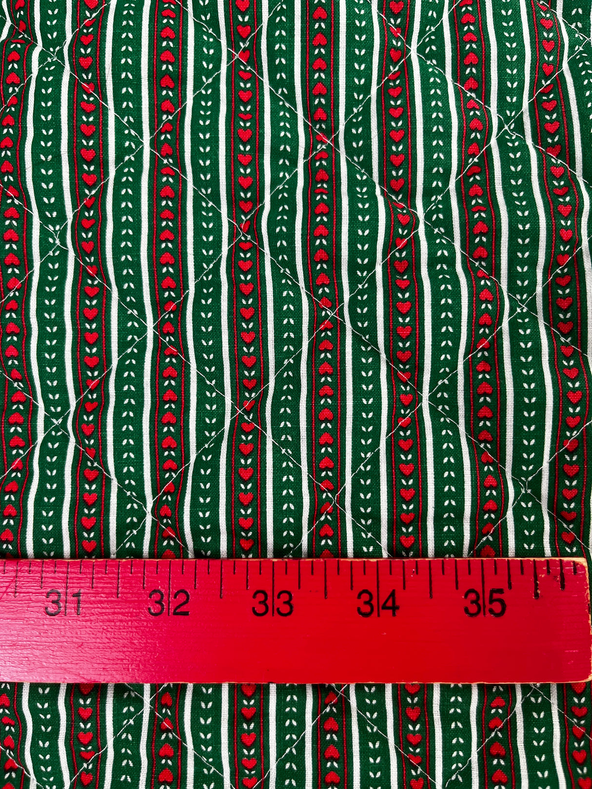 1990's Heart Stripe Pre-Quilted Fabric - (P251)