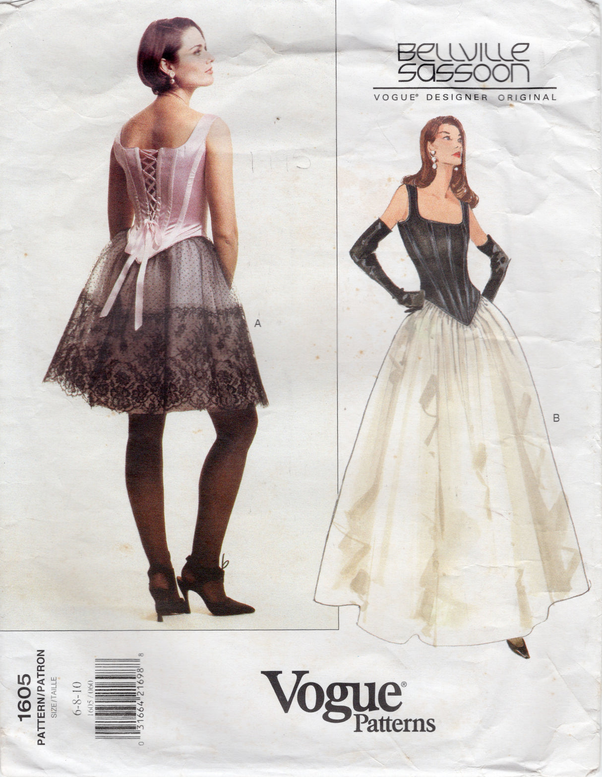 1990's Vogue Designer Original Bellville Sassoon Corset Top and Skirt - Bust 30.5" - No. 1605