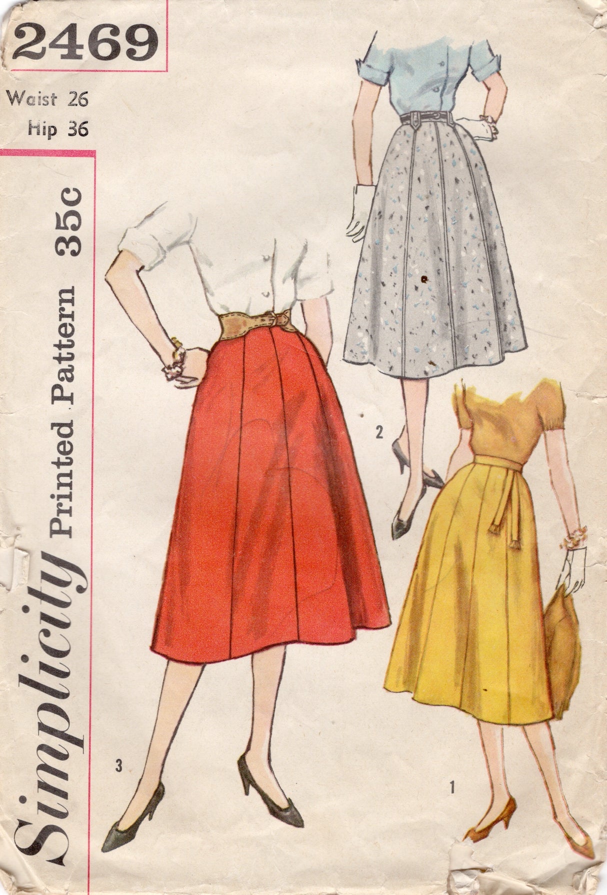 1950's Simplicity Eight Gore Skirt Pattern - Waist 26" - No. 2469