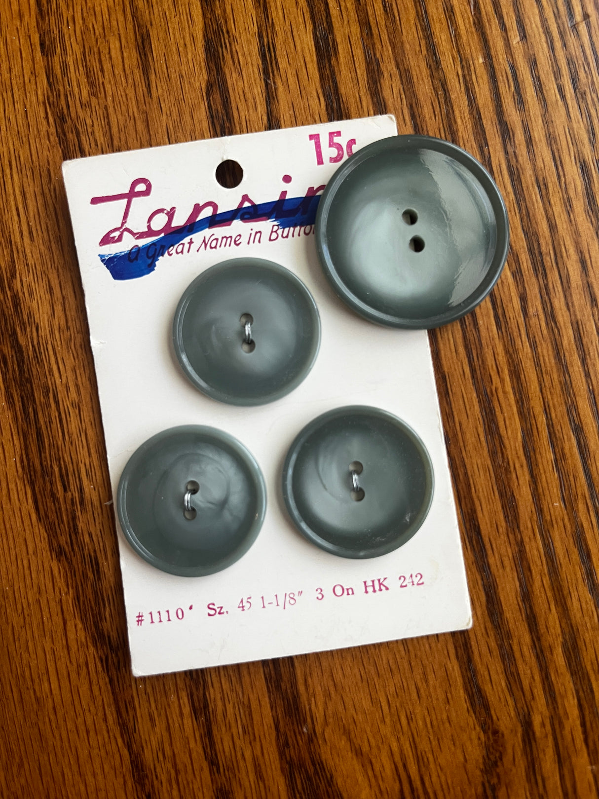 1960’s Lansing Muted Blue Plastic Buttons - 1” and 1 1/8” - set of 4