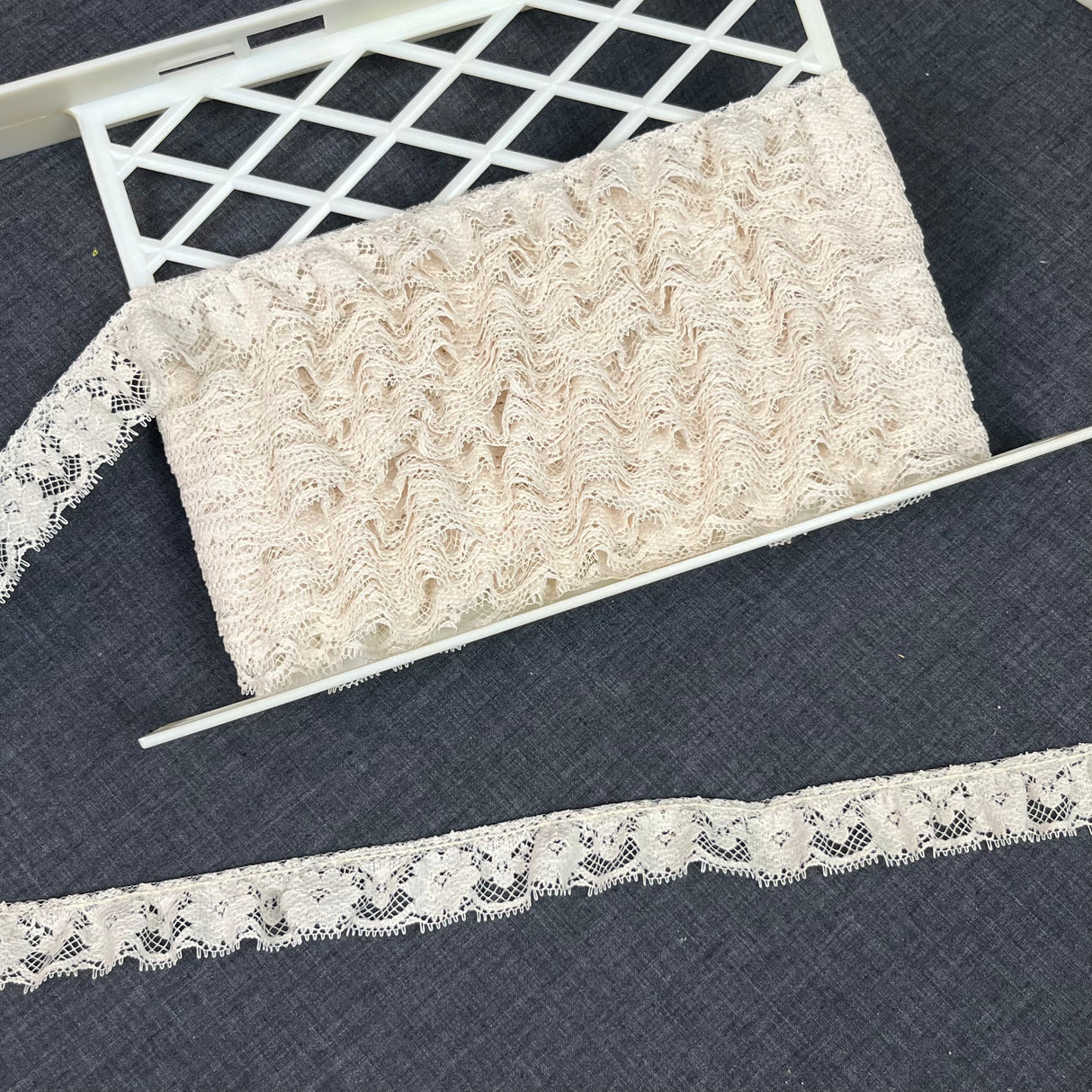 1970’s Cream Gathered Floral Edge Lace - BTY