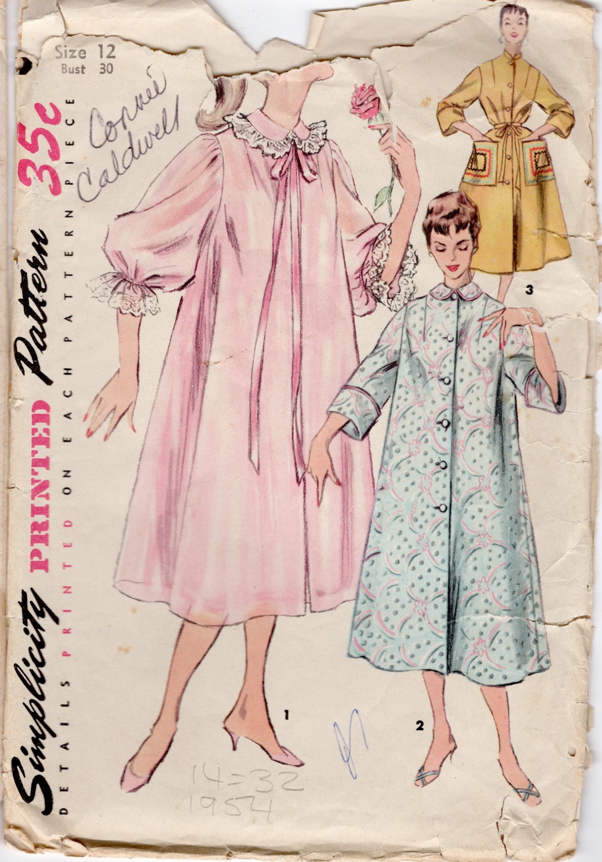 1950's Simplicity Duster, Negligee and Housecoat Pattern – Bust 30” - No. 4972