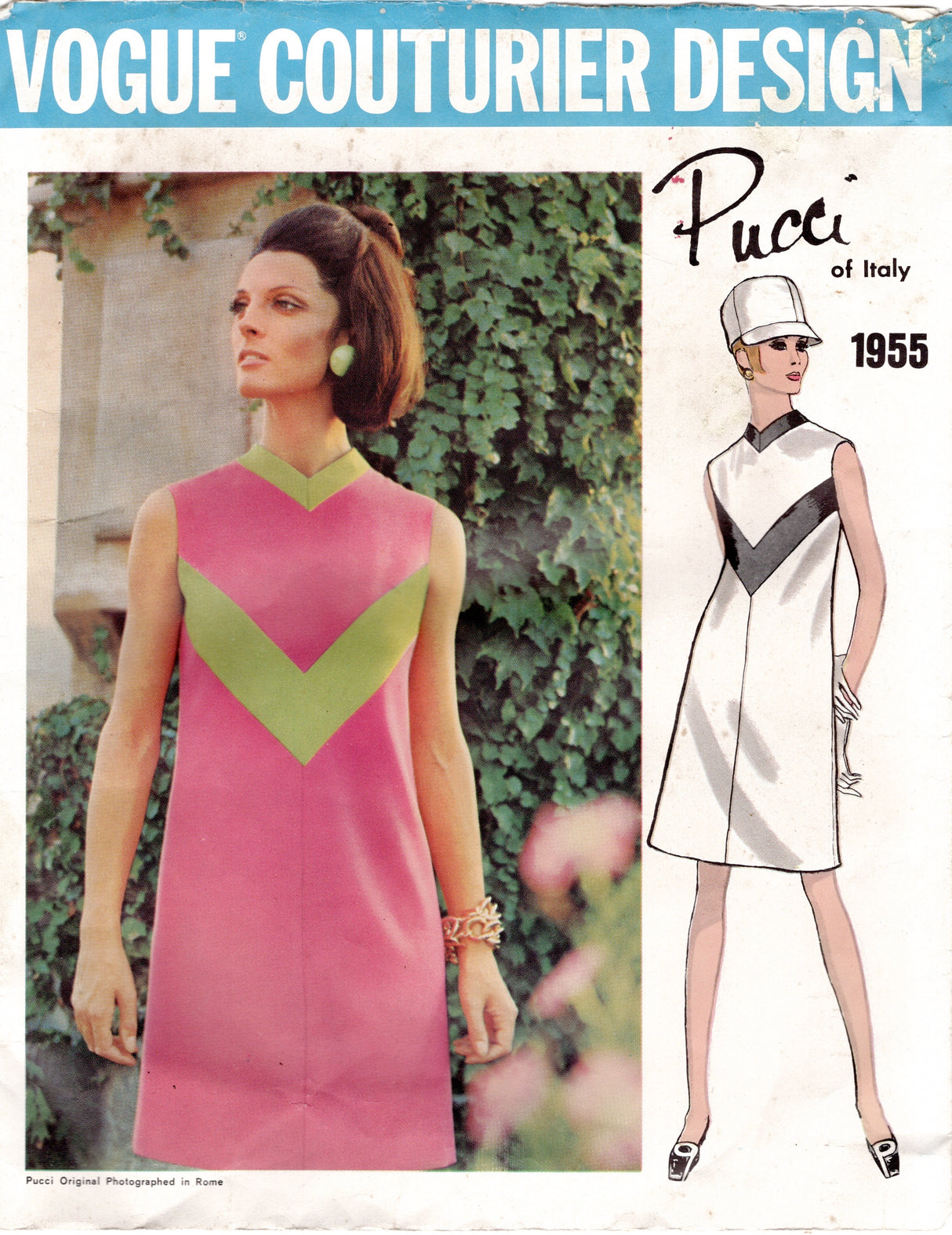 1960's Vogue Couturier Design by PUCCI - Yoked Dress Pattern - Bust 36" - No. 1955
