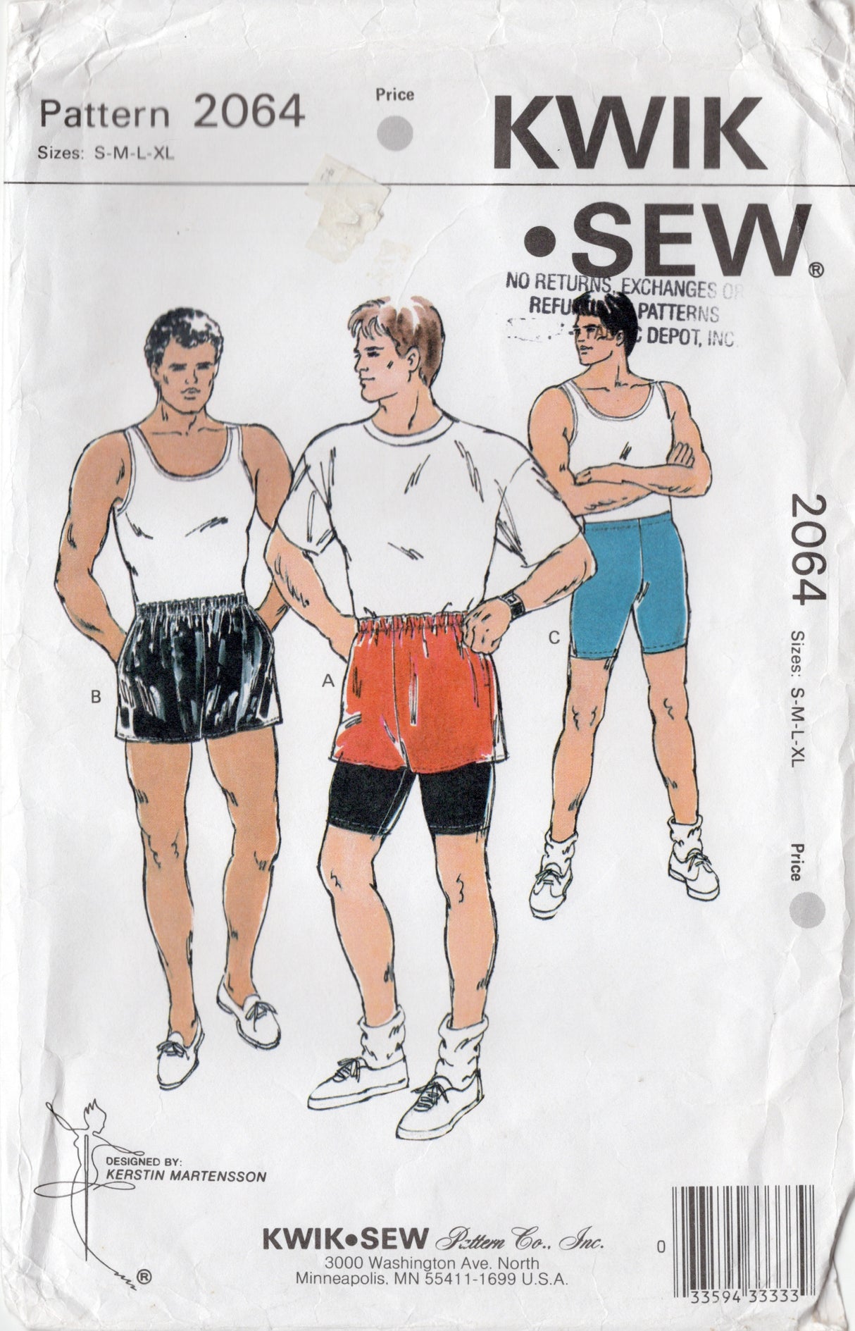 1990's Kwik Sew Men's Shorts - Waist 28-42" - No. 2064