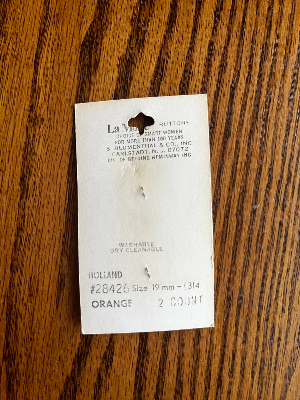 1980’s La Mode Marbled Pink Plastic Buttons - Set of 2 - 3/4" - on card