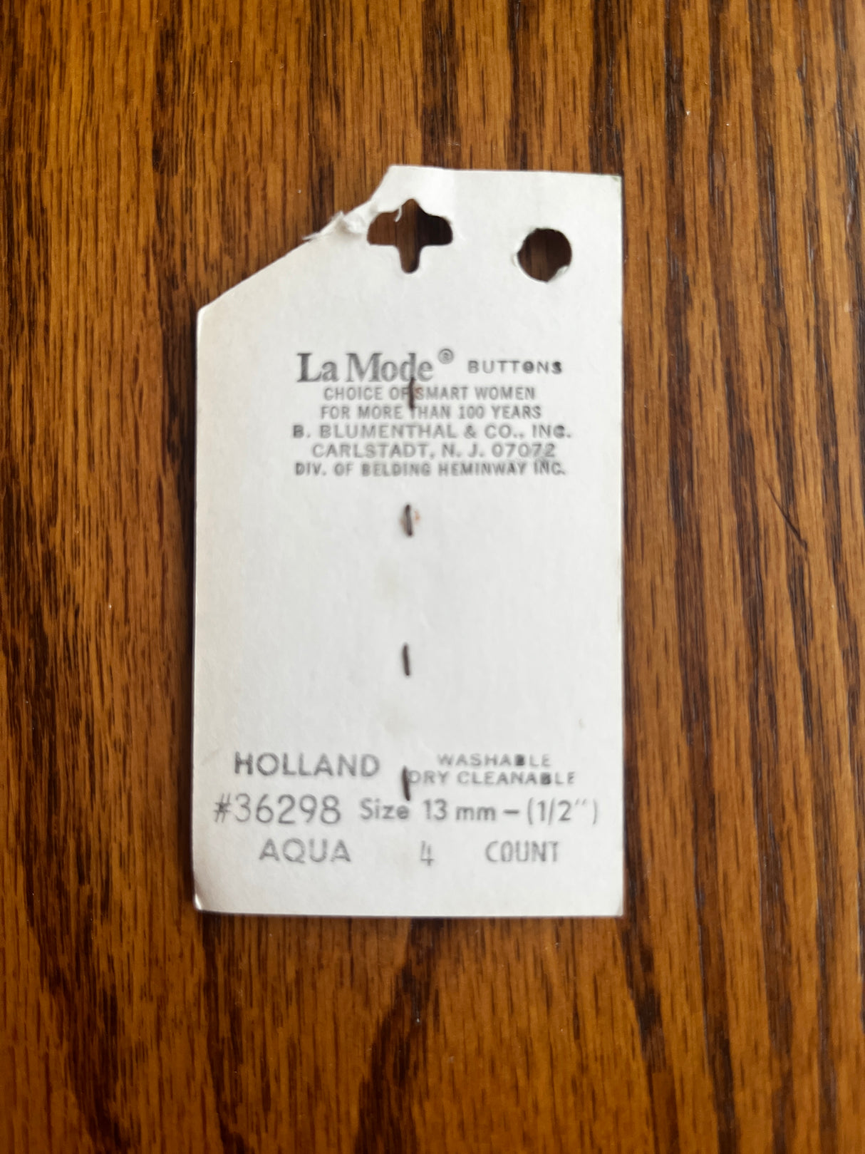 1980’s La Mode Aqua Blue Carved Plastic Buttons - Set of 4 - 1/2” - on card