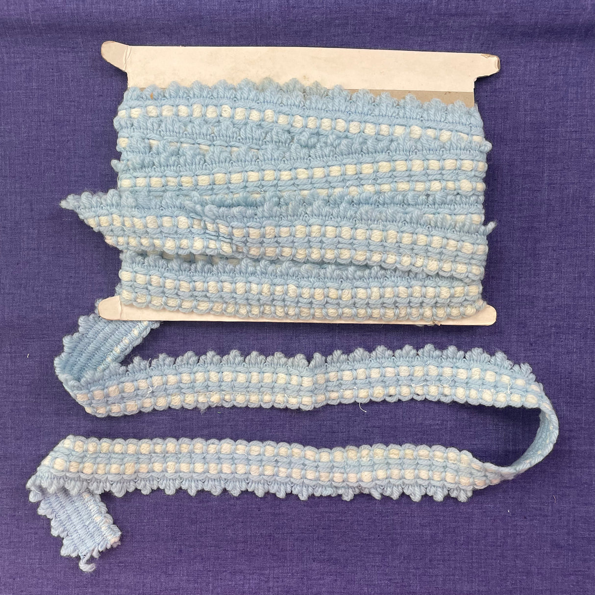 1970’s Light Blue and White Wool Trim - BTY