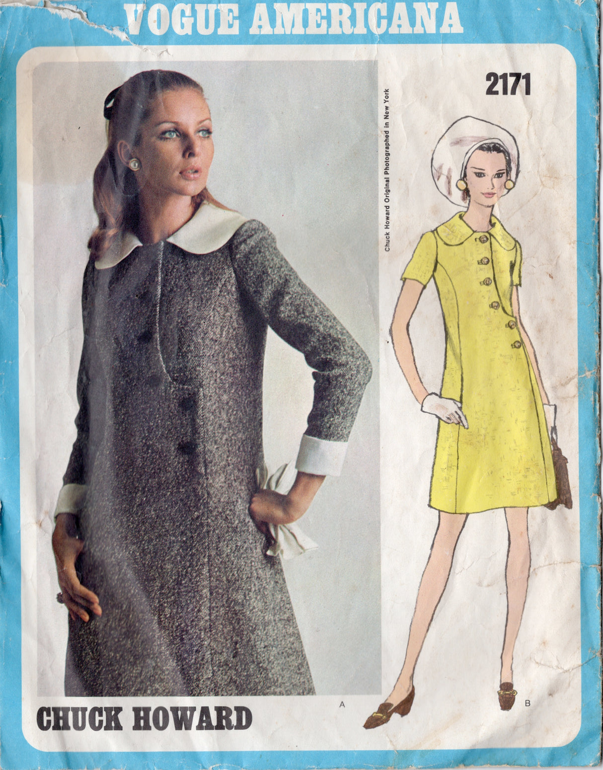 1960's Vogue Americana One Piece A-line Dress by Chuck Howard - Bust 34" - No. 2171