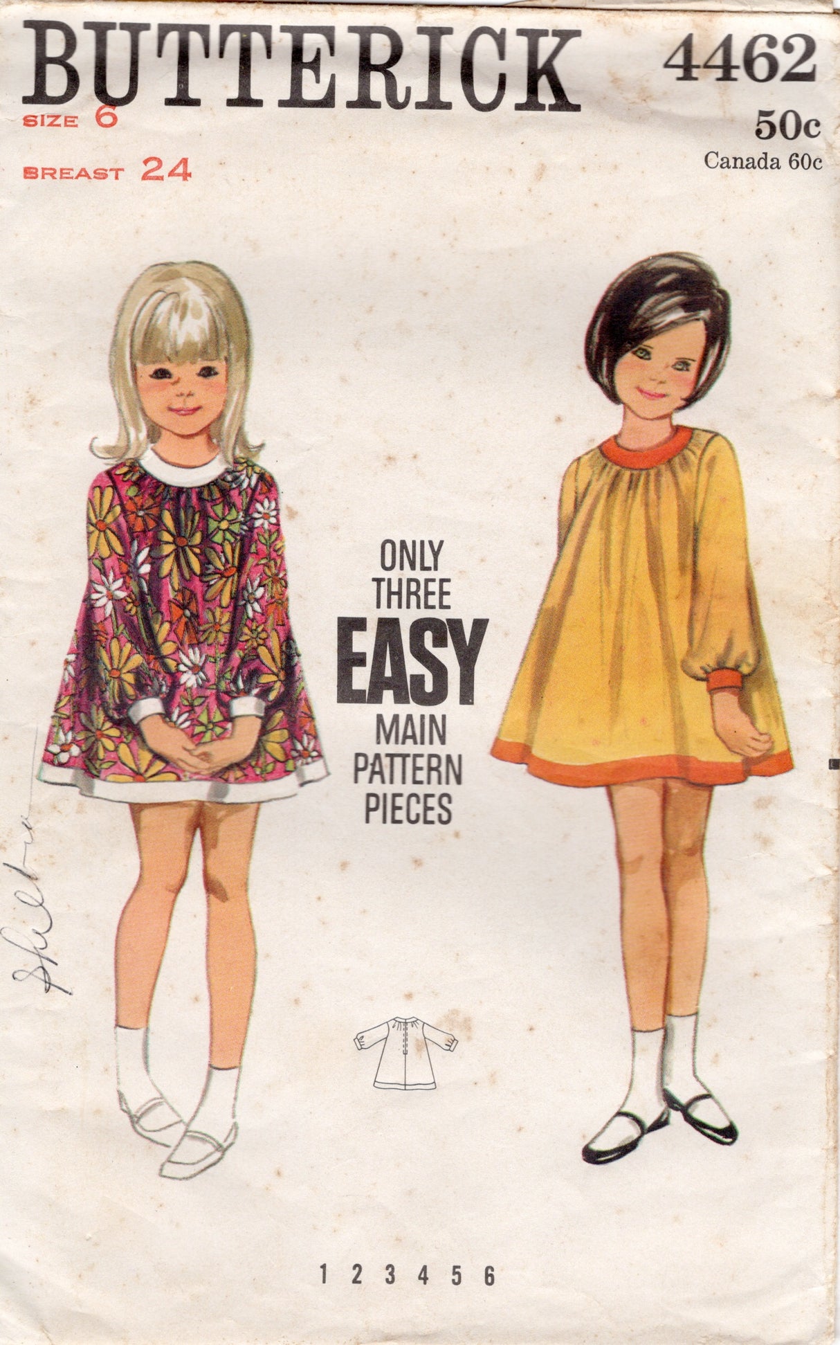 1960's Butterick Child’s Tent Dress Pattern - Chest 24" - No. 4462