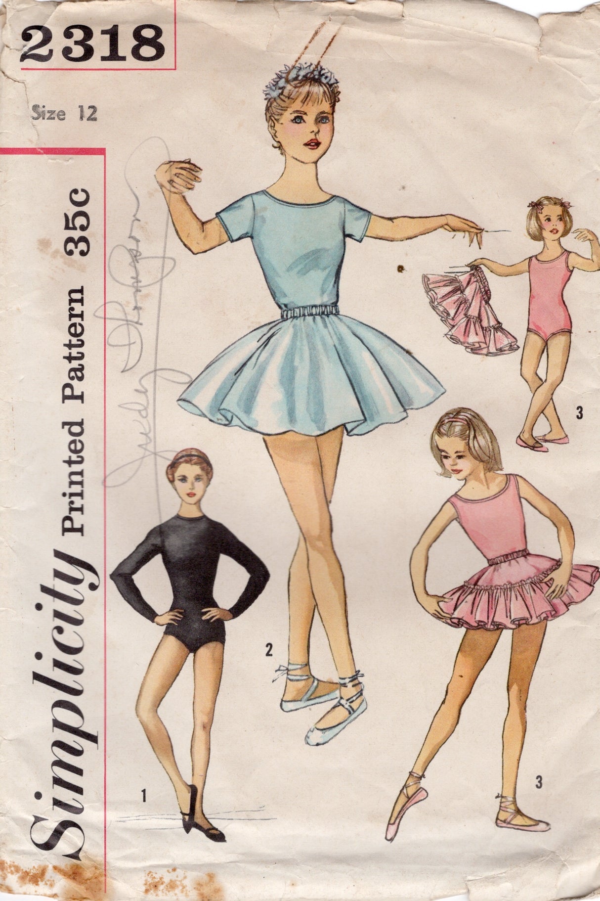 1950's Simplicity Child's Set of Leotards and Skirts Pattern  - Chest 30" - No. 2318