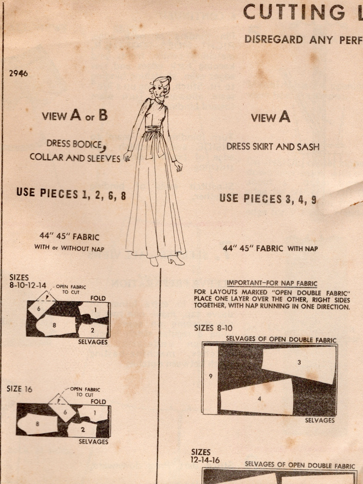 1970's McCall's Dress in two lengths pattern  - Bust 32.5-34" - No. 2946