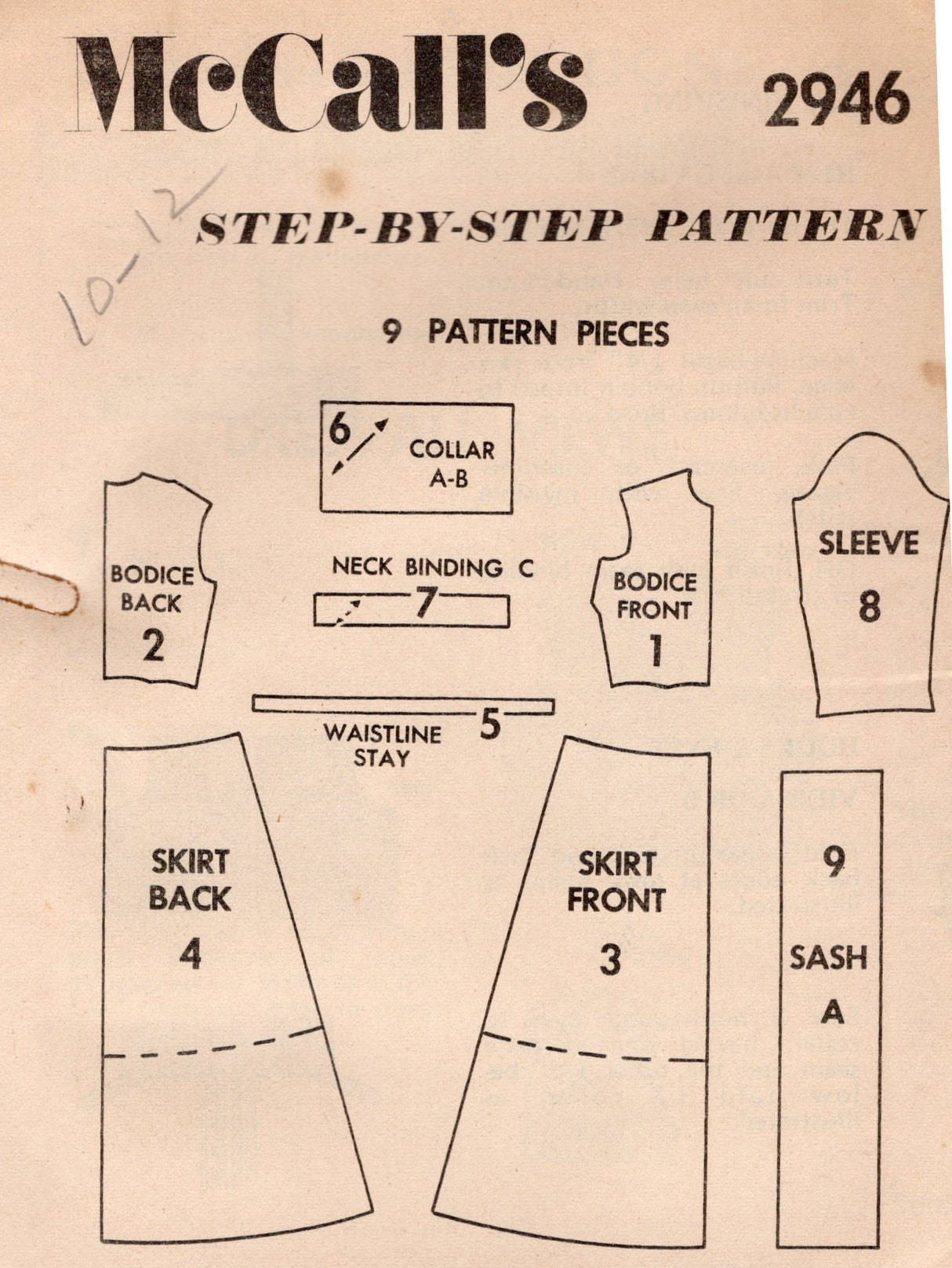 1970's McCall's Dress in two lengths pattern  - Bust 32.5-34" - No. 2946