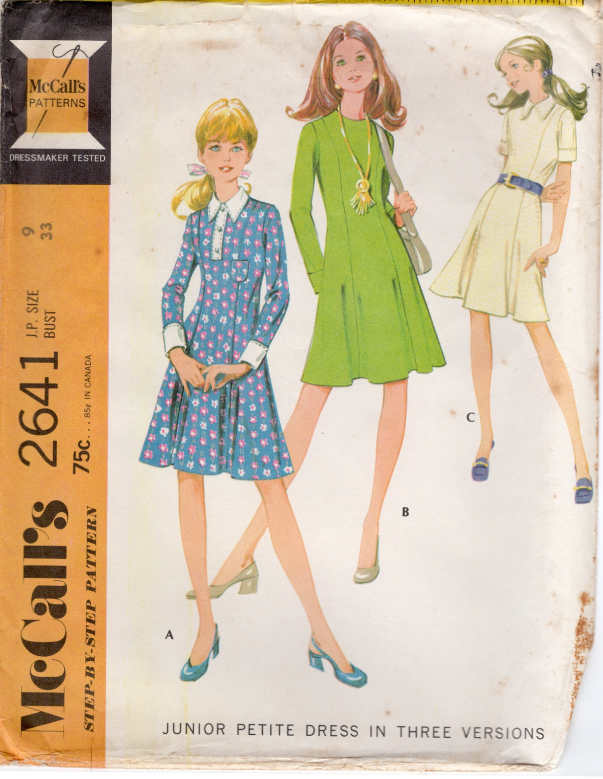1970's McCall's Princess Line Dress Pattern - Bust 33" - No. 2641
