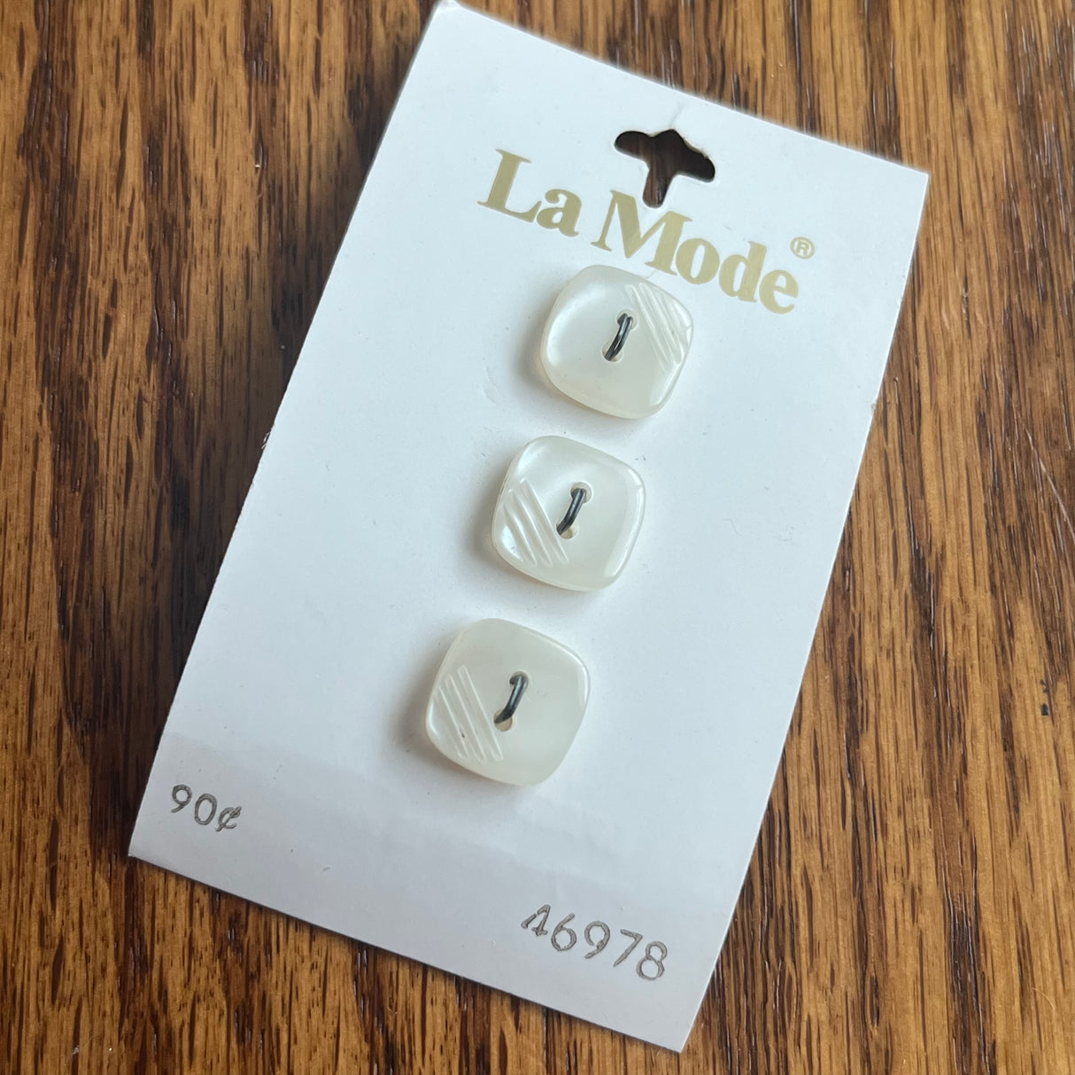 1980’s La Mode White Opalescent Buttons - Set of 3 - Size 13 - 9/16" - on card