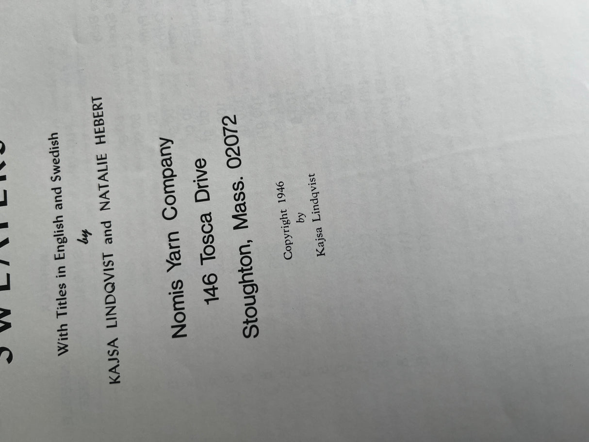 1980’s reprint of a 1940’s Nomi’s Scandinavian Sweaters Booklet