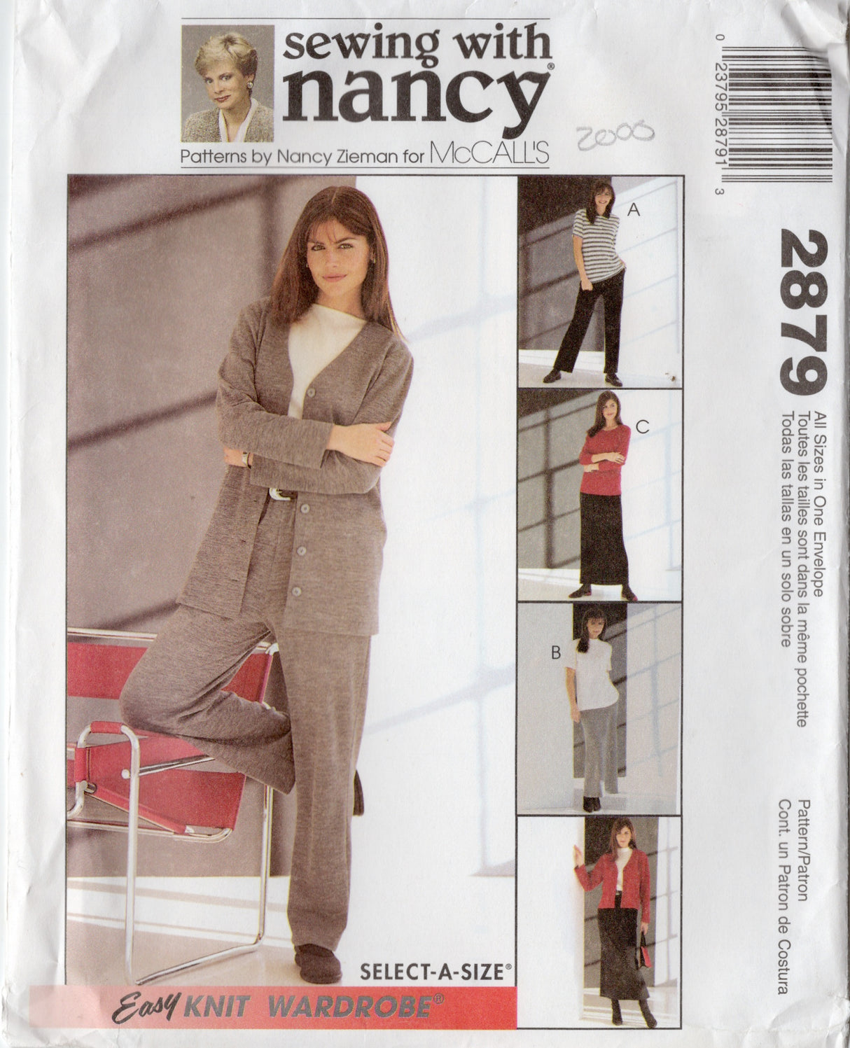 2000's McCall's Unlined Jacket, Tops, Pull-On Pants and Skirt Pattern - Bust 31.5-44" - No. 2879