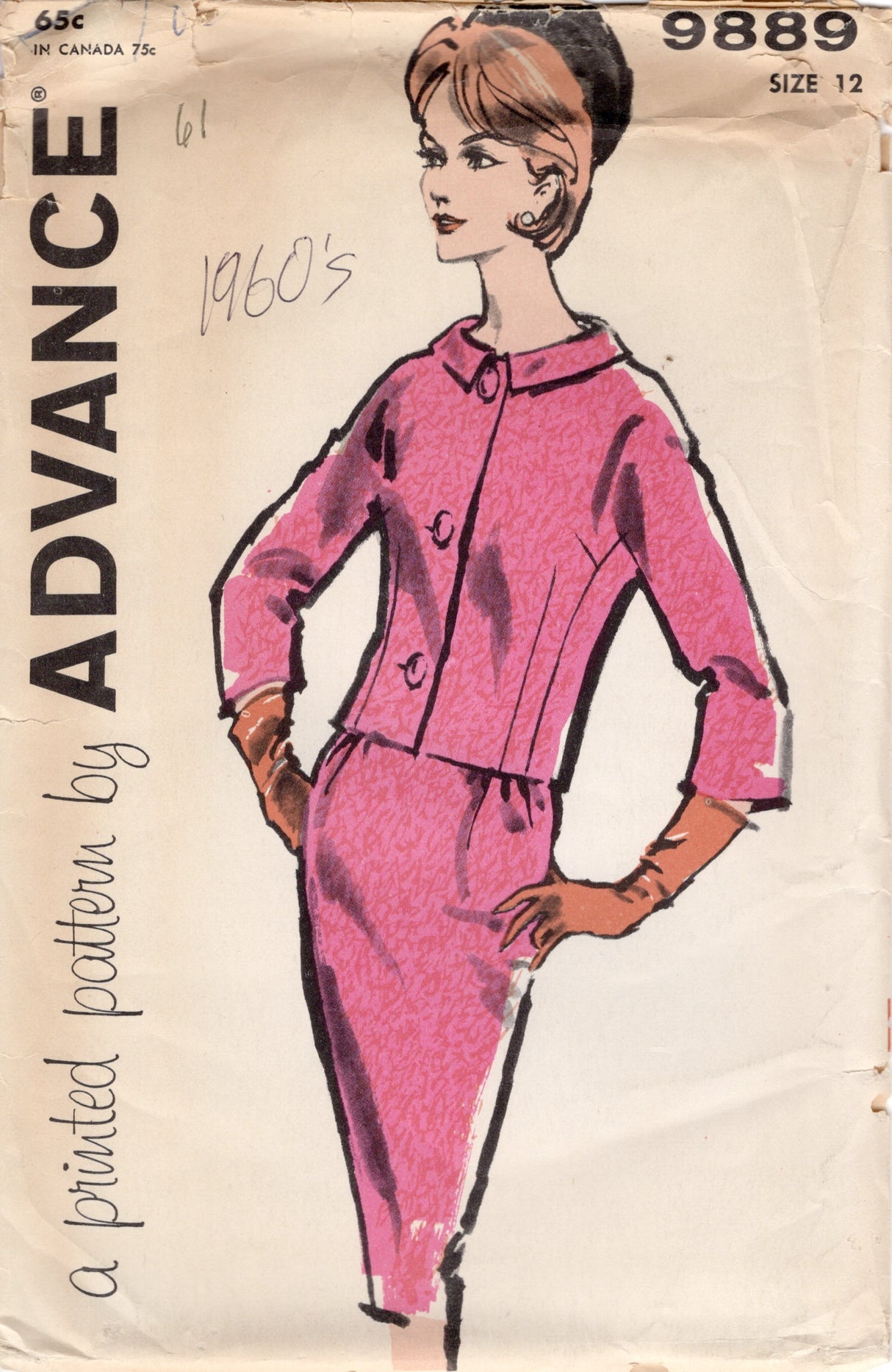 1960's Advance Suit Dress Pattern – Bust 32” - No. 9889