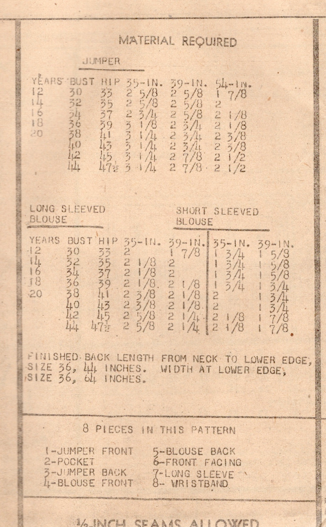 1940's Mail Order Button Up Jumper Dress and Blouse Pattern - Bust 36" - No. 2939