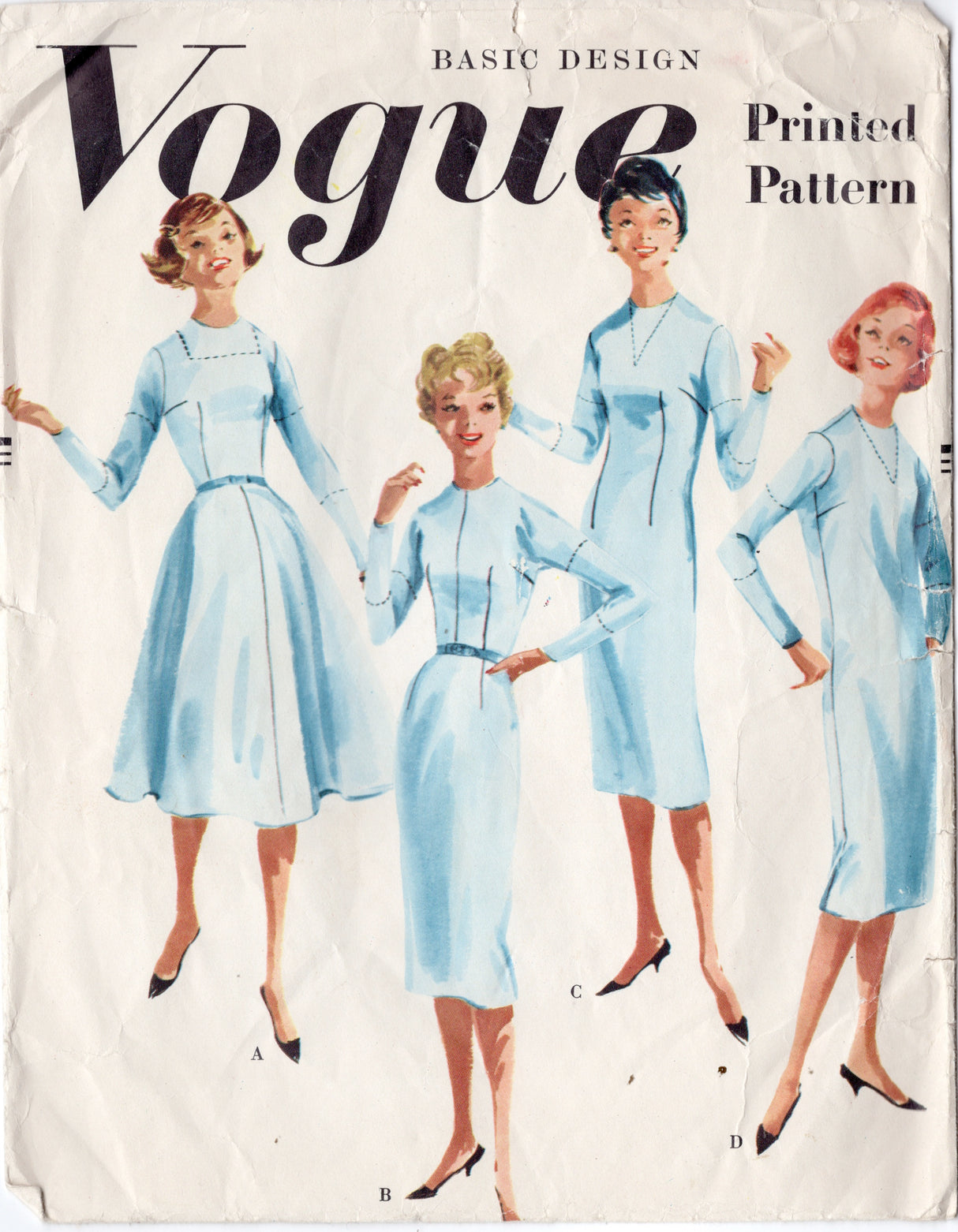 1950's Vogue Basic Design Dress Block Pattern - Bust 32" - No. 3001