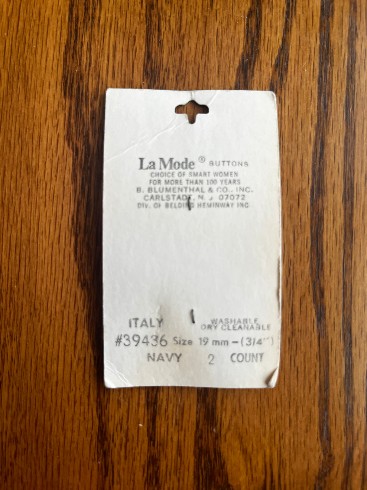 1980’s La Mode Blue Marbled Plastic Carved Button - Set of 2 - 3/4” - on card