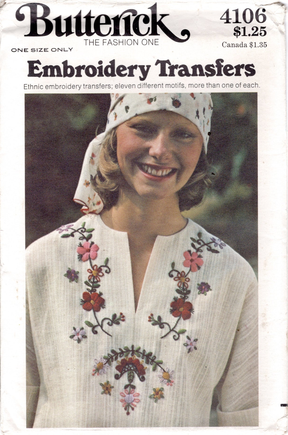 1970's Butterick Embroidery Transfers - One Size - No. 4106