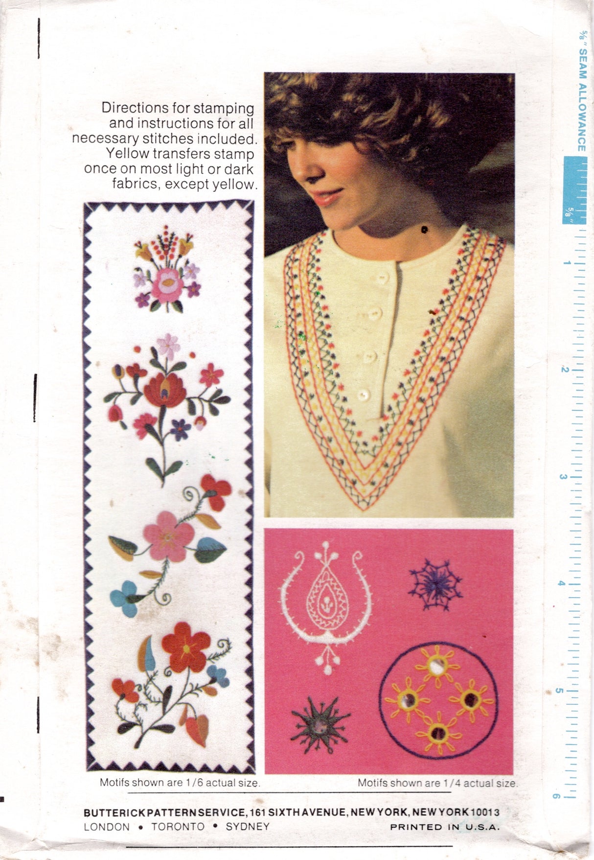1970's Butterick Embroidery Transfers - One Size - No. 4106