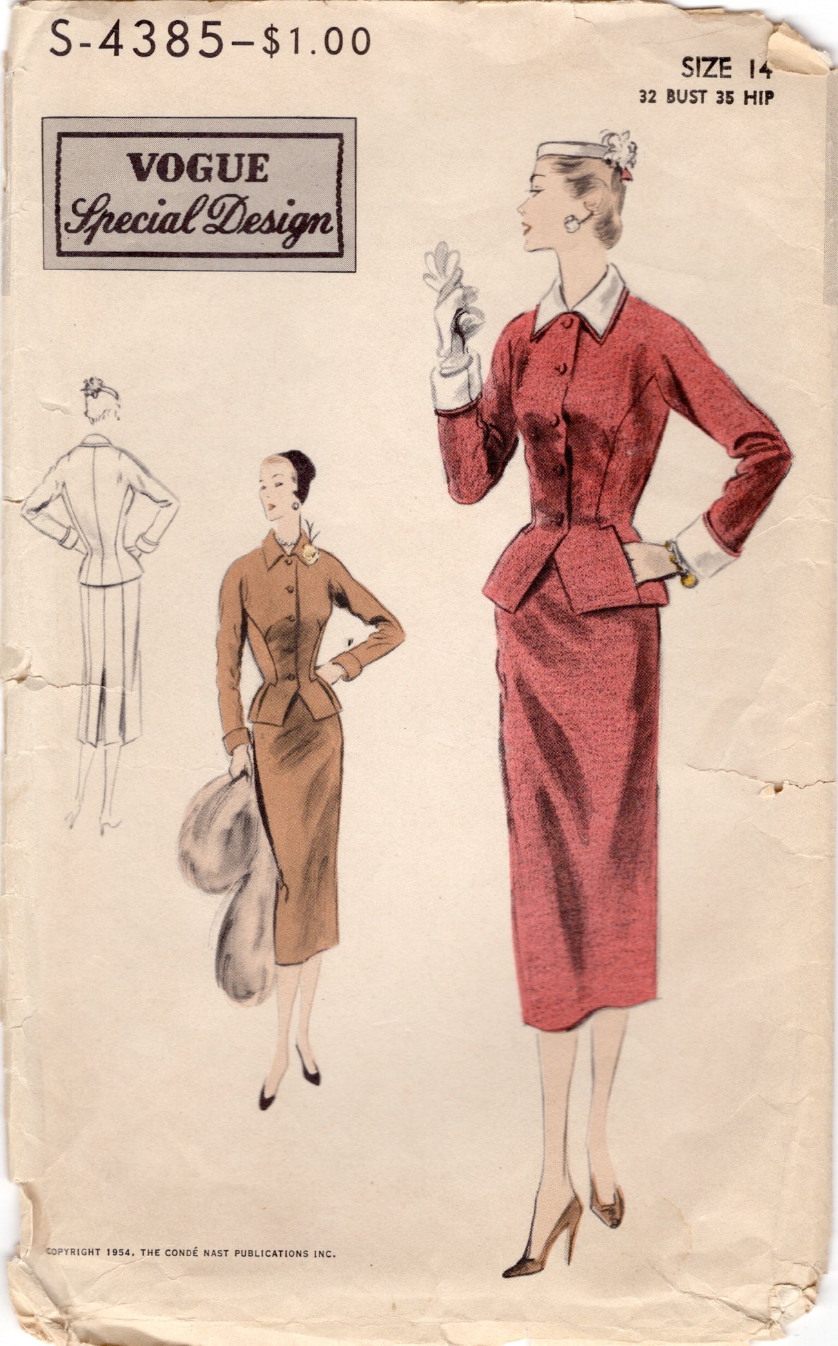 1950's Vogue Special Design Two Piece Suit Dress Pattern - Bust 32" - No. S-4385