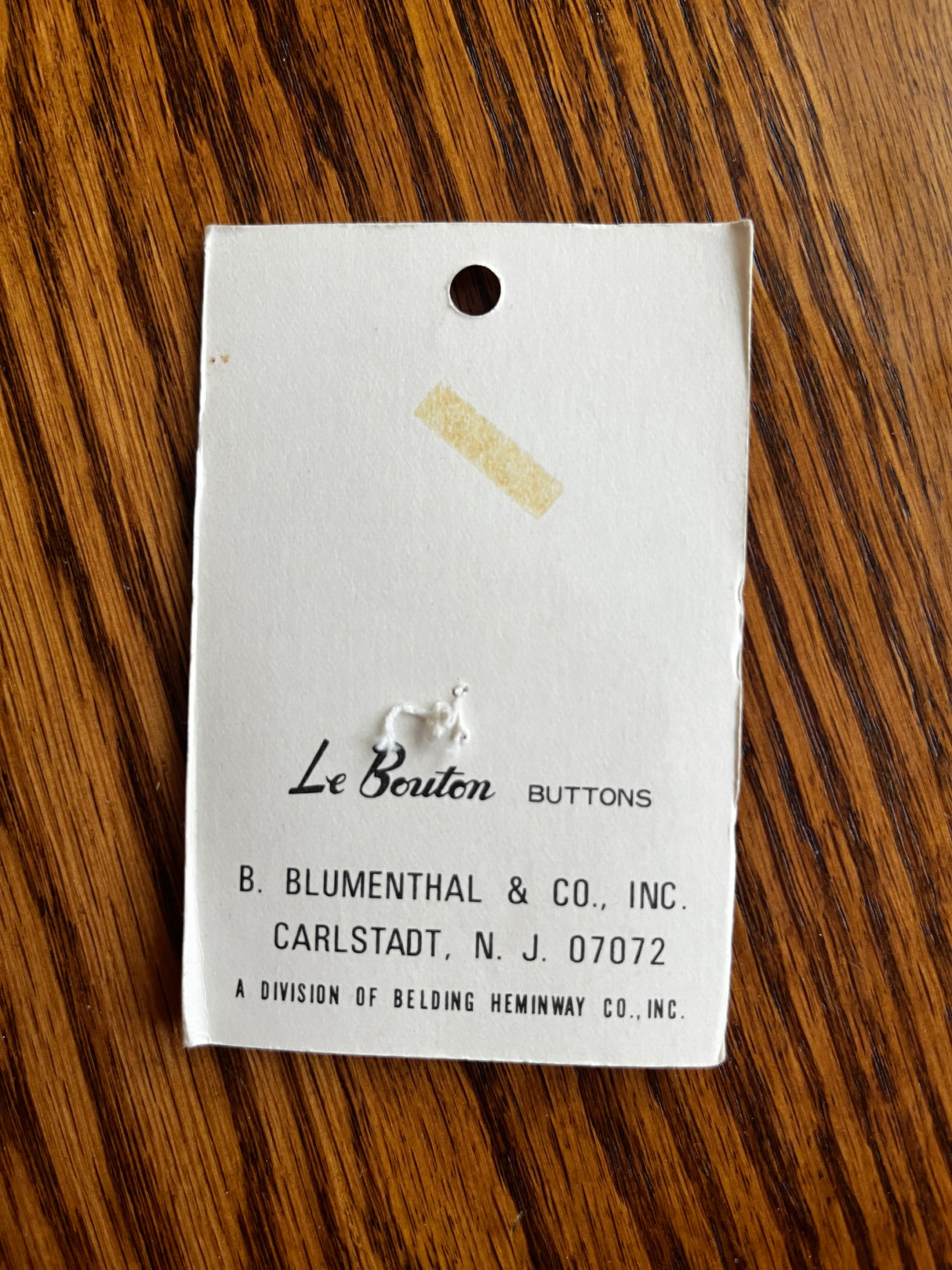 1980’s Le Bouton Large White Plastic Button - Set of 1 - 1 3/4” - on card