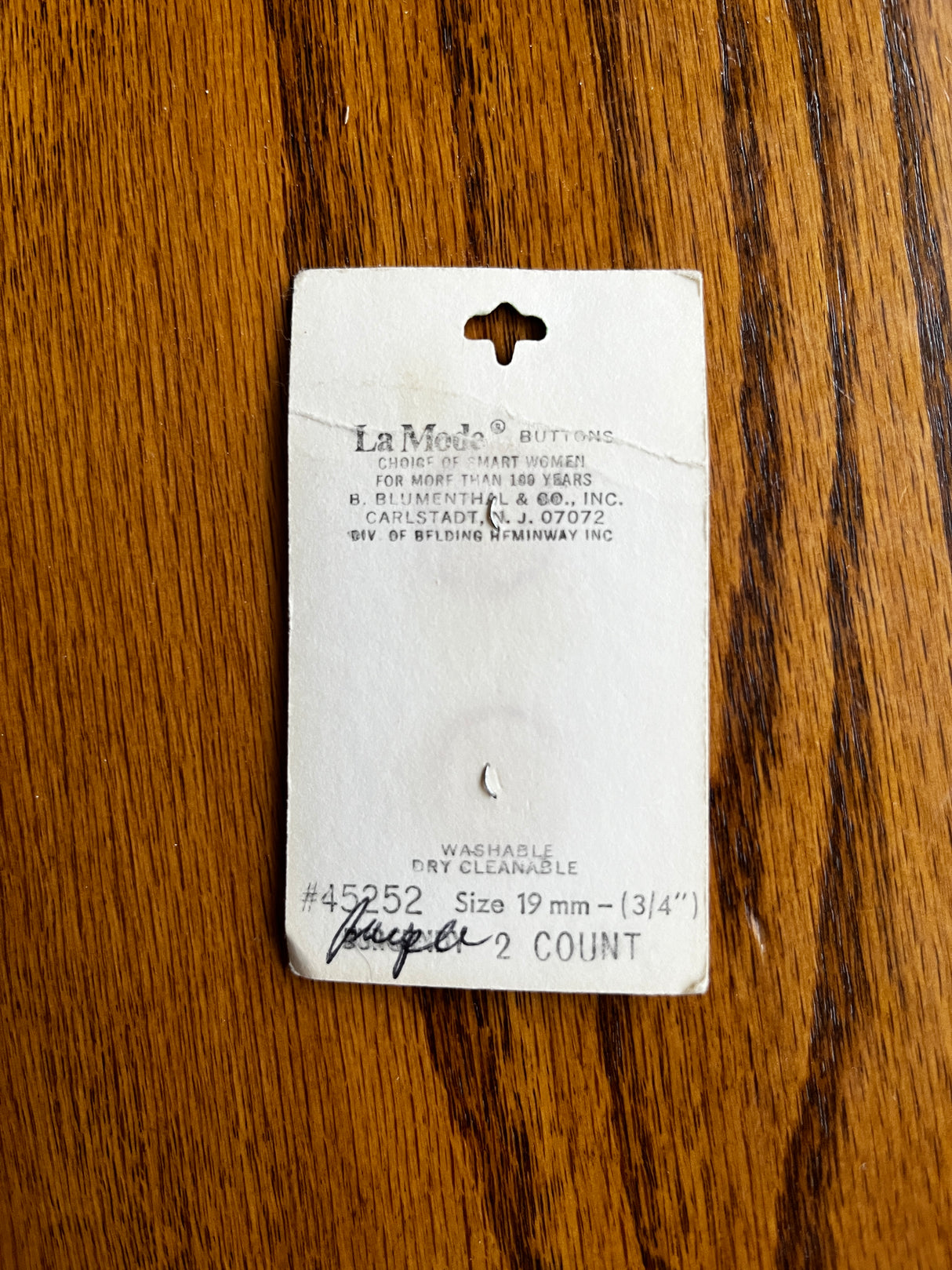 1980’s La Mode Purple Pearlescent Plastic Button - Set of 2 - 3/4” - on card